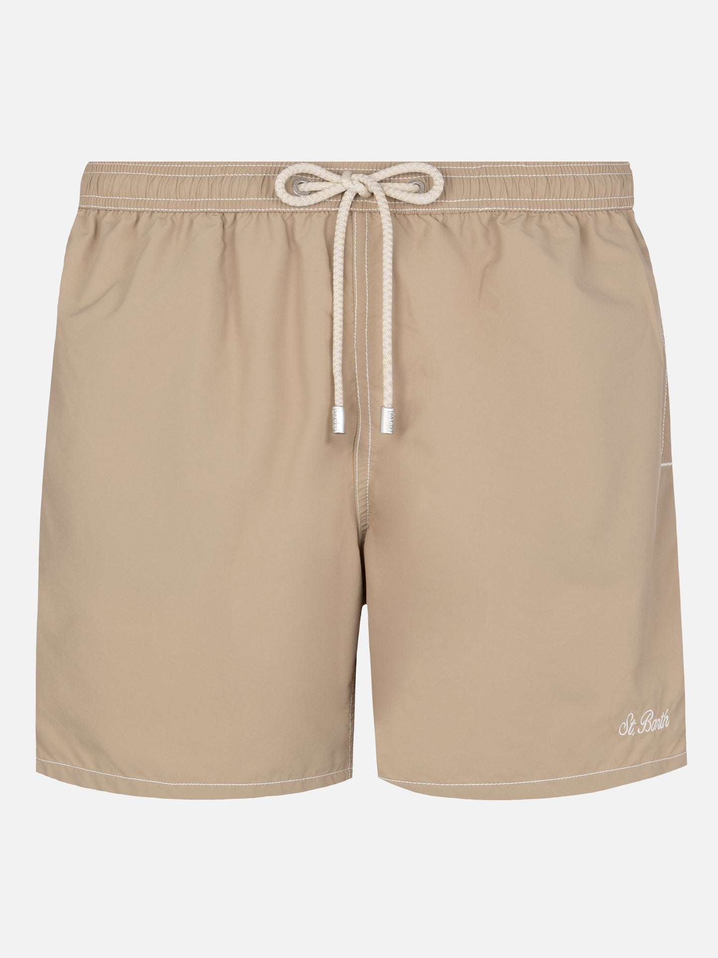 Beige mid-length classic light swim shorts Patmos - MC2 Saint Barth