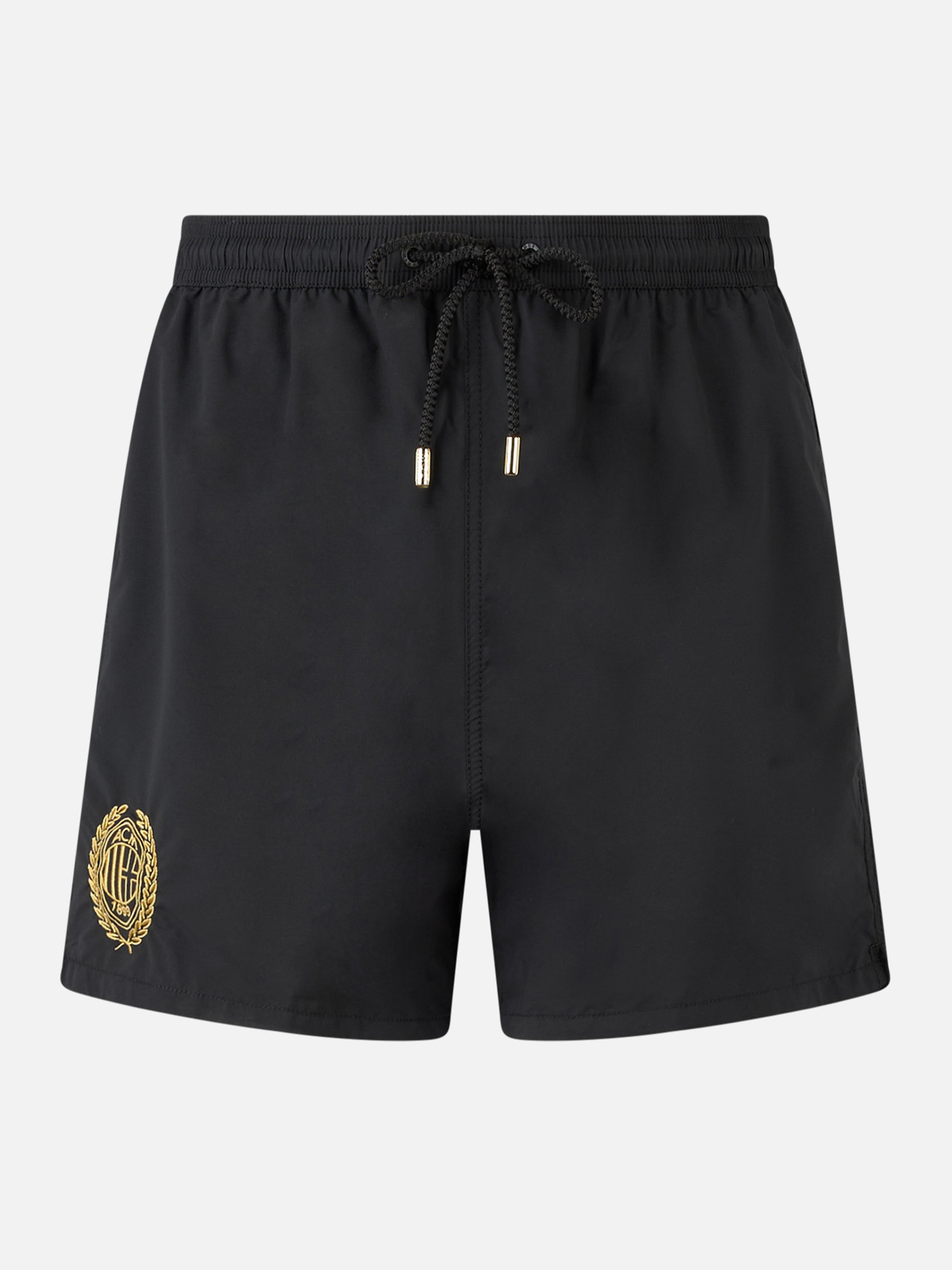 Black classic light swim shorts Patmos with Milan 125 embroidery | AC MILAN 125 SPECIAL EDITION - MC2 Saint Barth