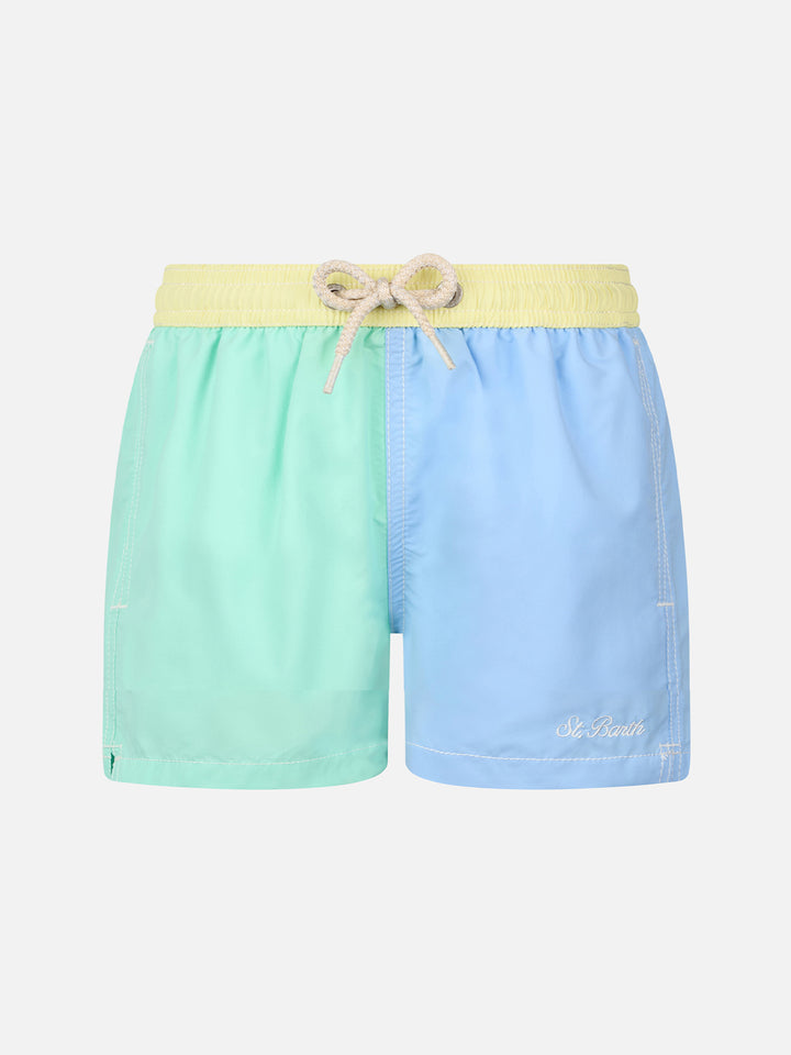 Boy color block mid-length swim shorts Patmos Jr - MC2 Saint Barth