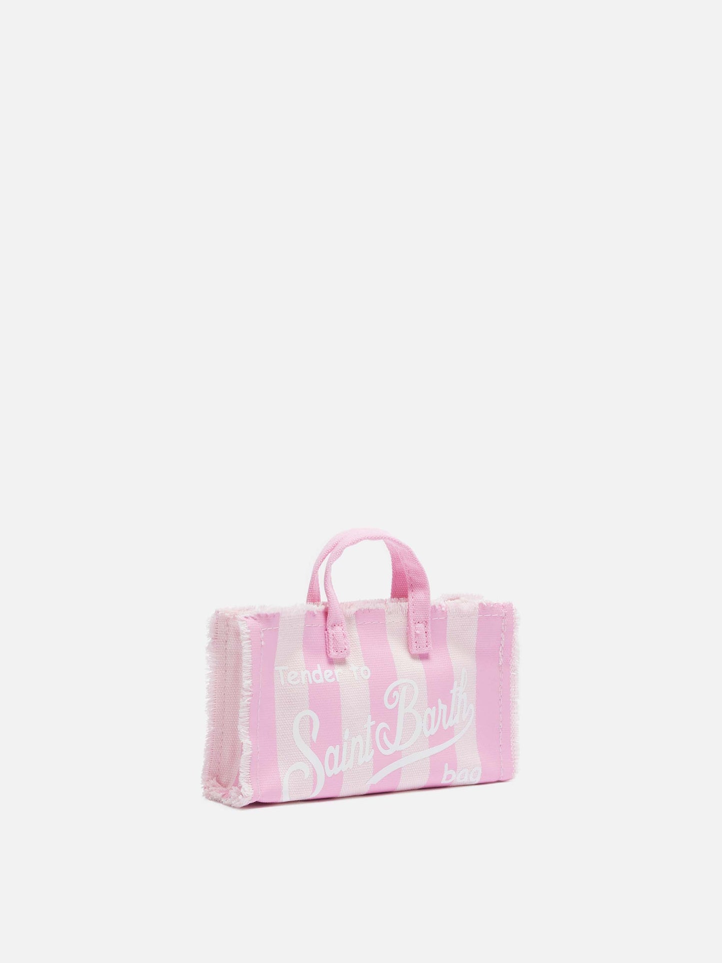 Cotton canvas Phone Bag with pink striped print - MC2 Saint Barth