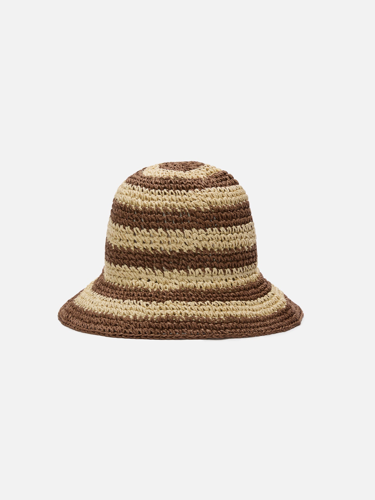 Bob Polly à rayures beige et marron avec logo brodé