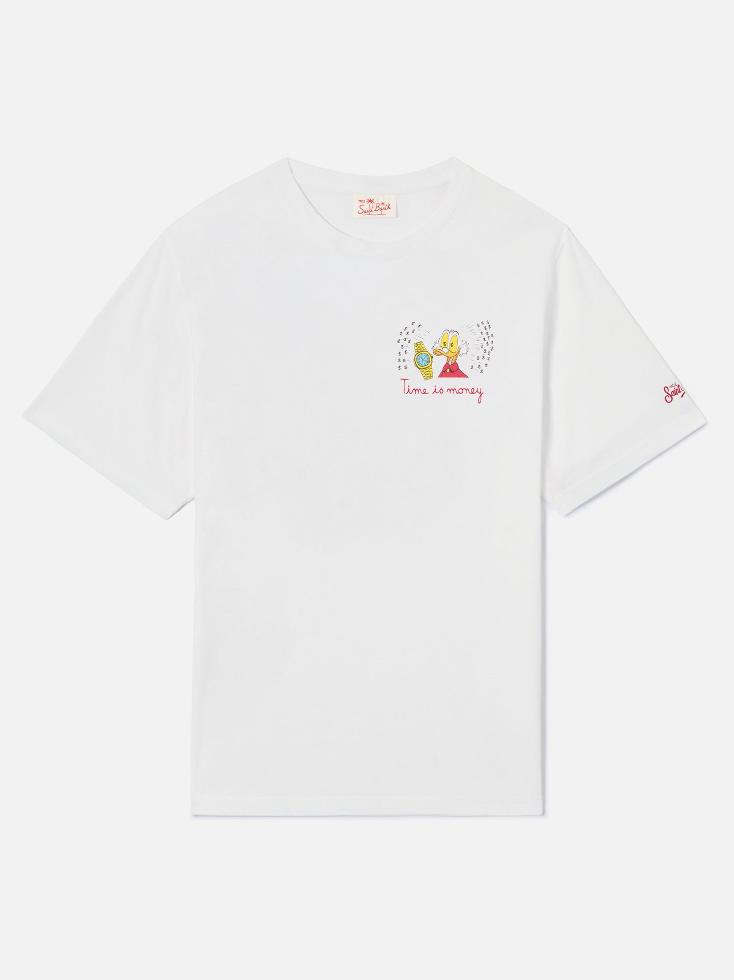 T-shirt Portofino bianca con ricamo Time Is Money! | Special Edition