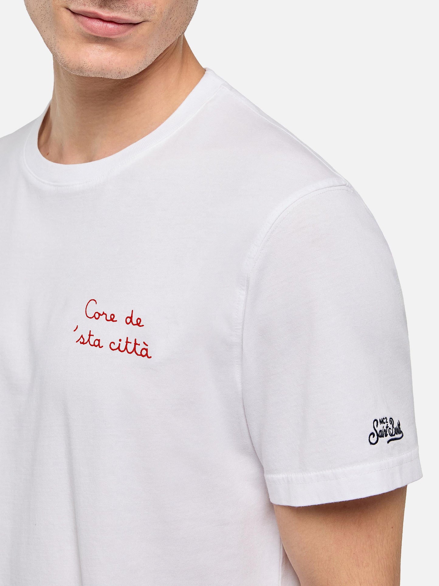 T-shirt Portofino in jersey di cotone classic fit con ricamo Core de 'sta città | AS ROMA SPECIAL EDITION