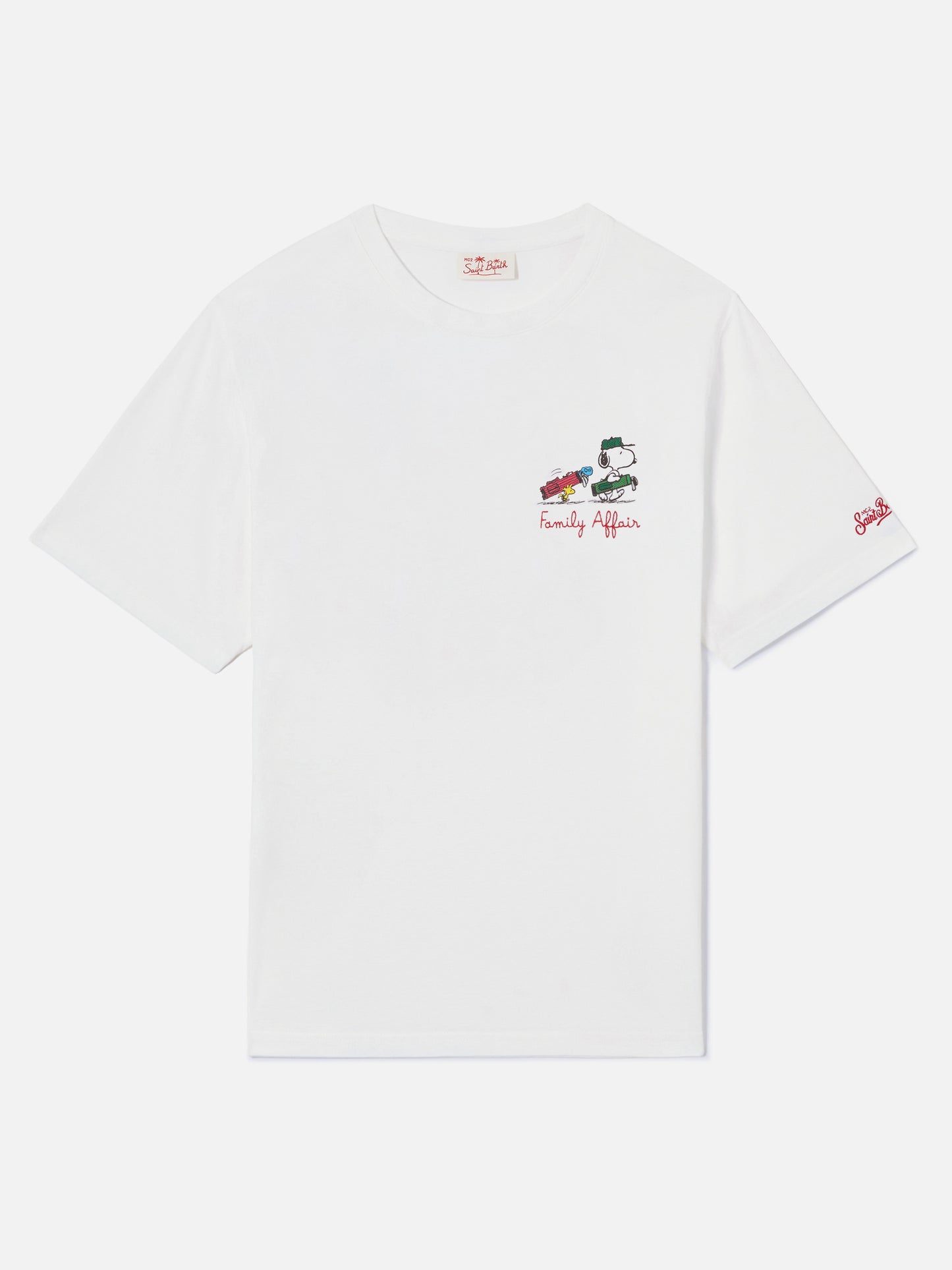 Camiseta Portofino blanca con bordado Snoopy Family Affair | Edición Especial