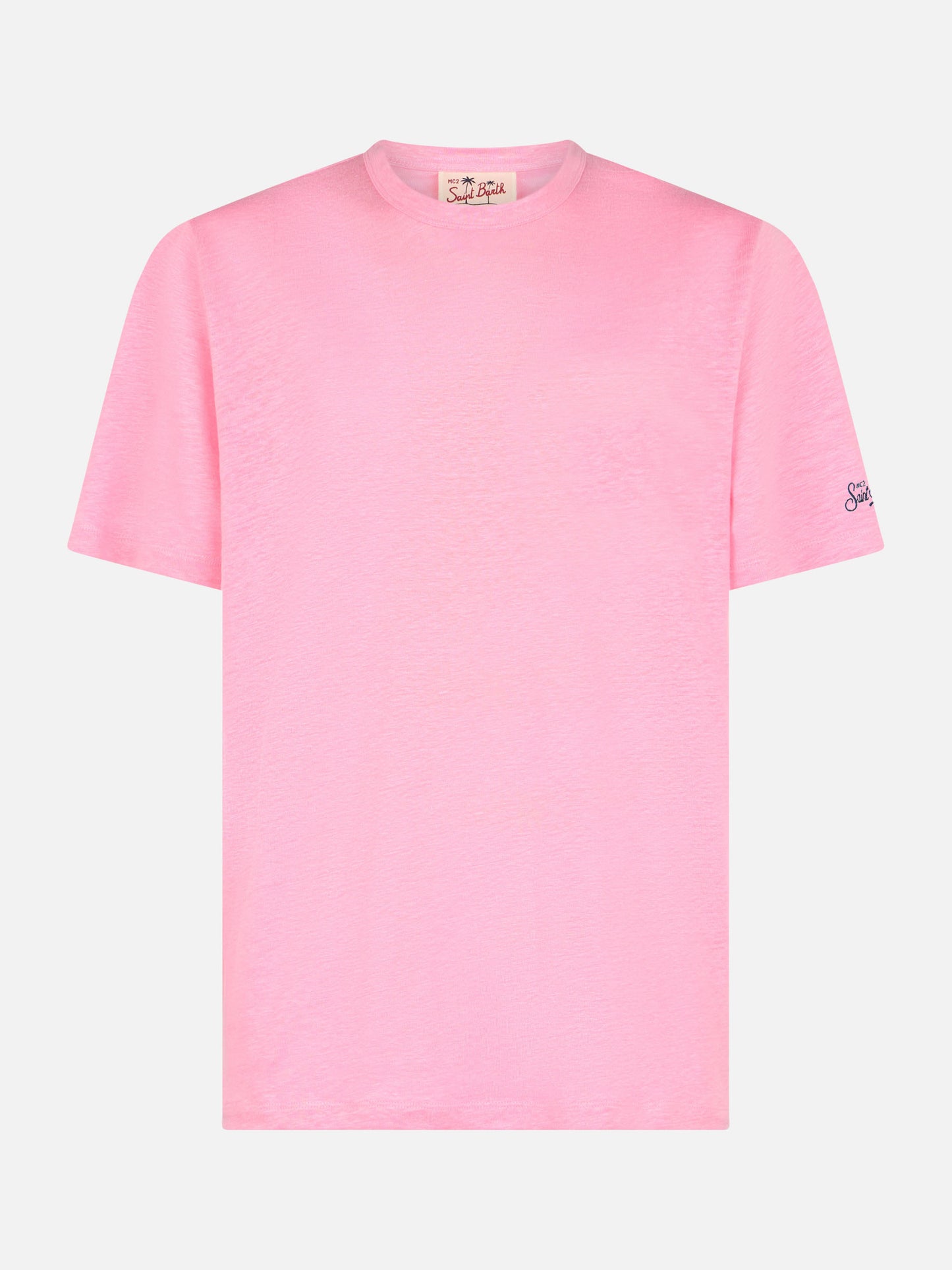 Bubble pink flamed cotton t-shirt President with embroidery