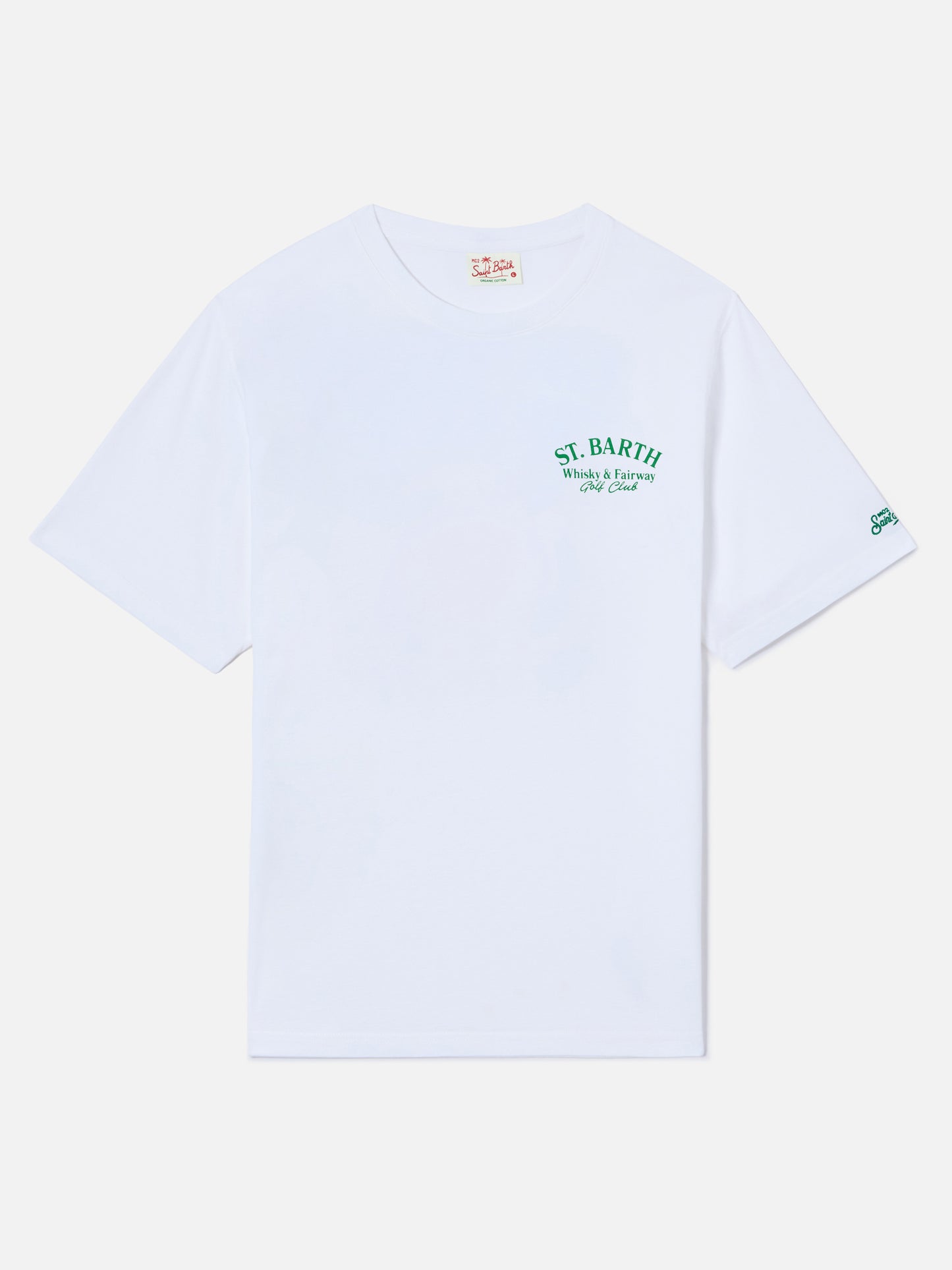 White Portland t-shirt with Whisky & Fairway Golf Club illustration