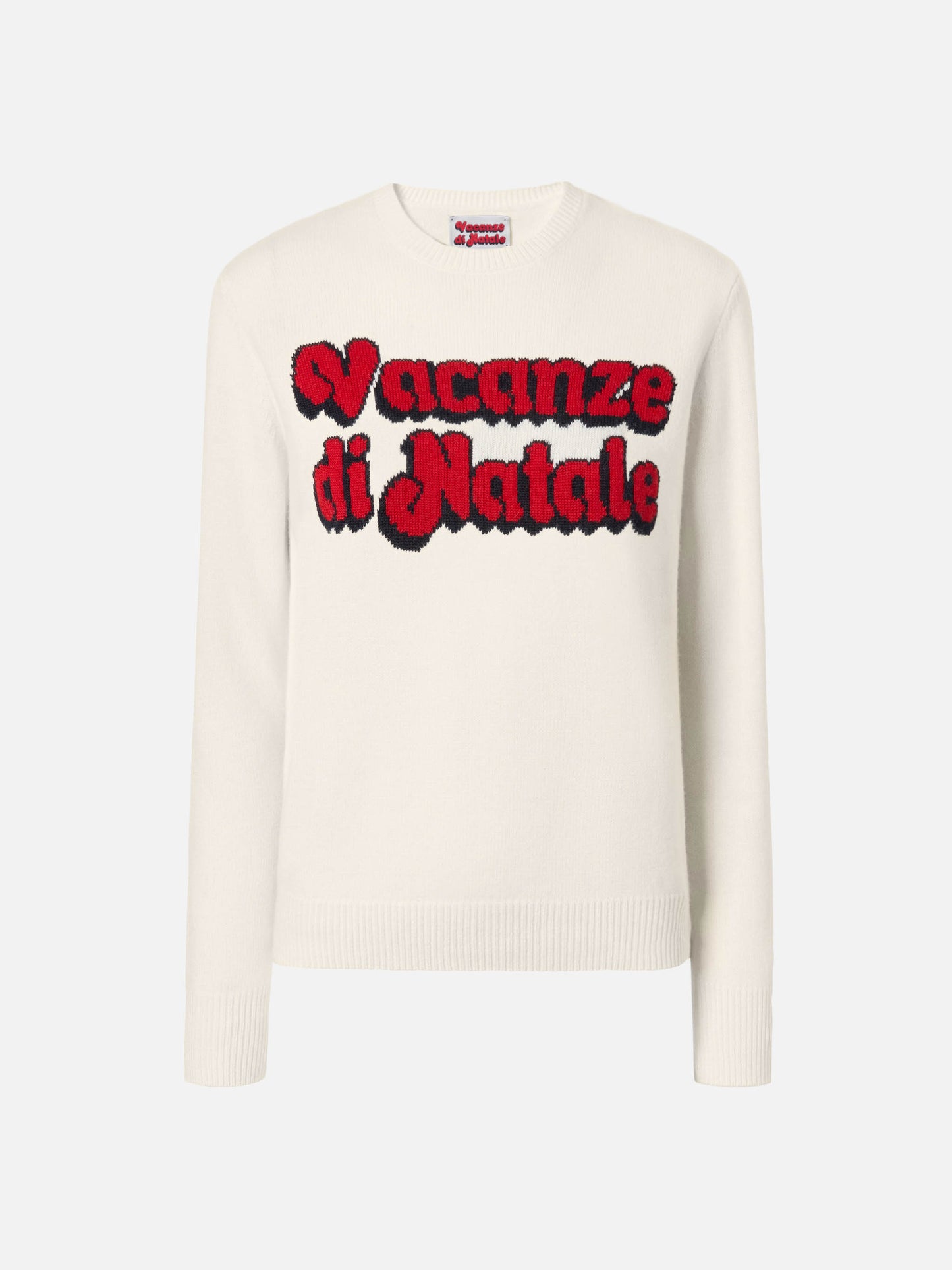 New Queen cashmere-blend sweater in white with Vacanze di Natale jacquard | VACANZE DI NATALE SPECIAL EDITION