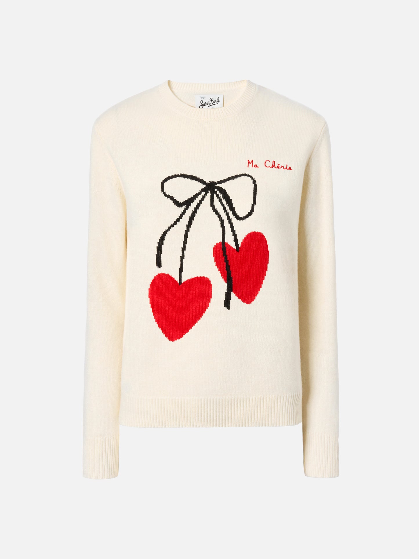 Maglione New Queen in misto cashmere bianco con ricamo Ma cherie