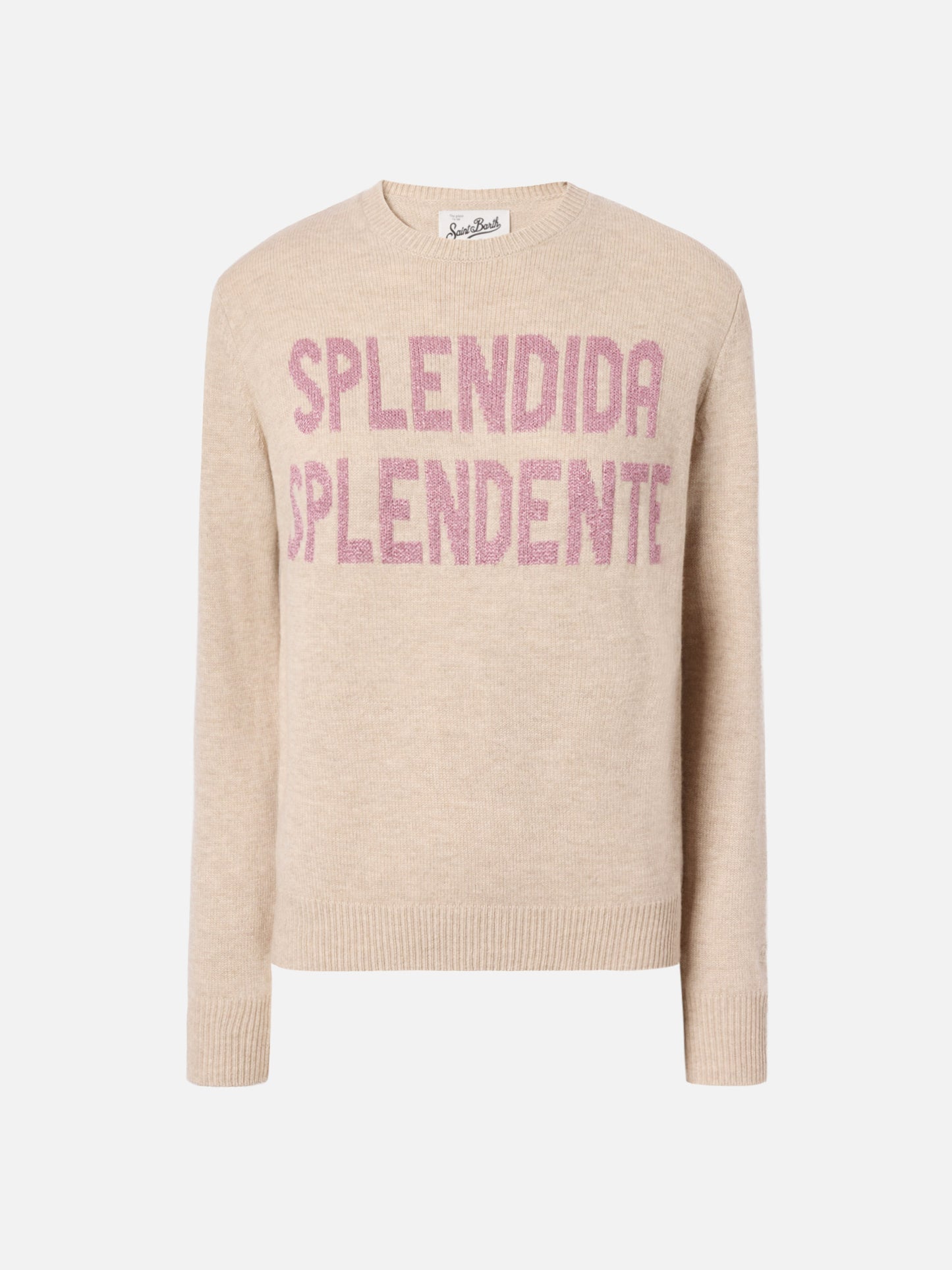 Maglione New Queen in misto cashmere bianco con jacquard lurex Splendida Splendente