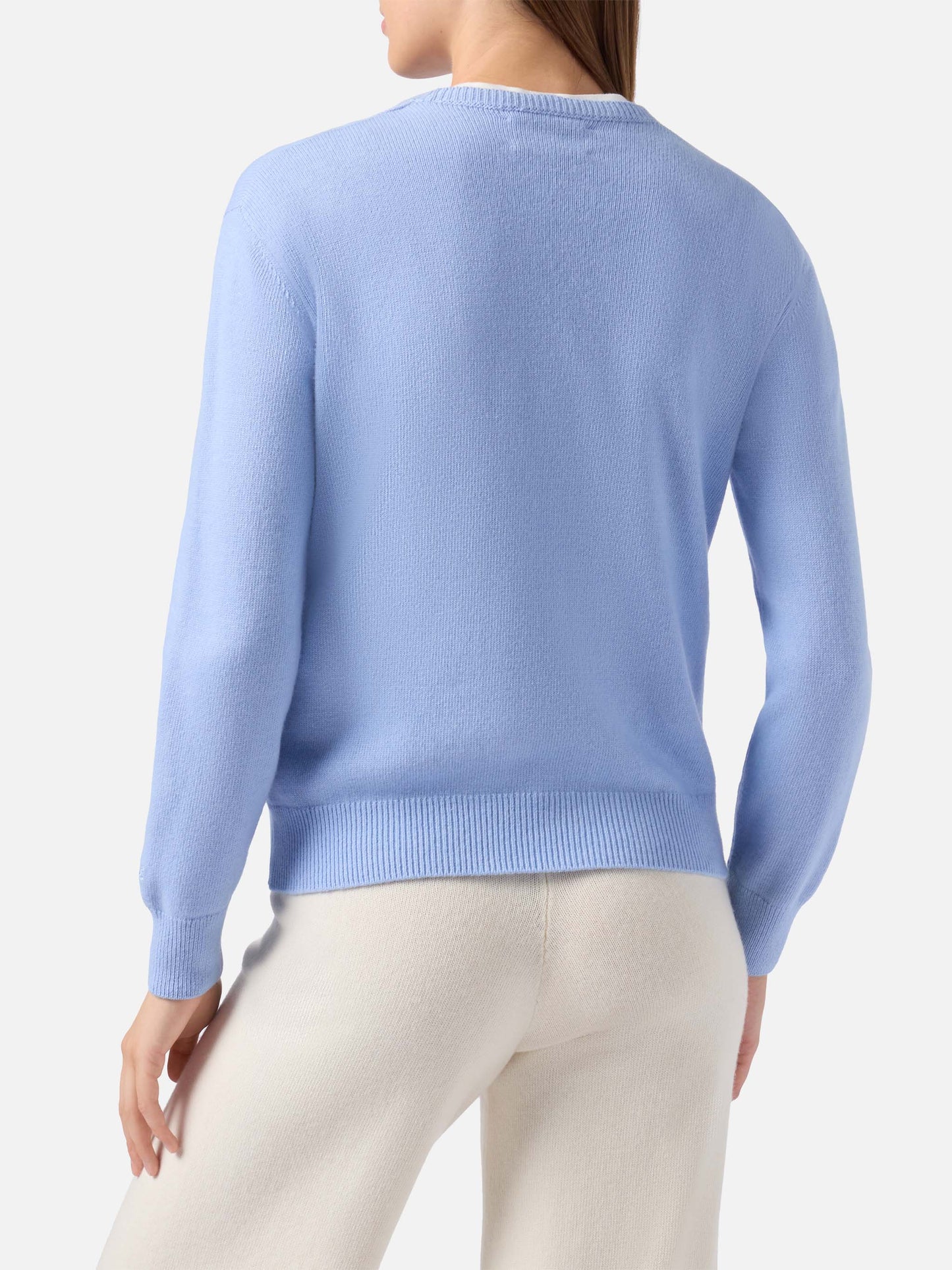Maglione azzurro New Queen con ricamo Nessuno te l'ha chiesto