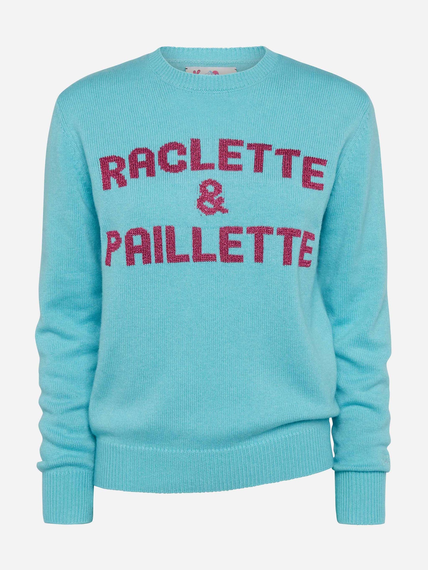 Water green sweater New Queen with Raclette & Paillettes sequins lettering - MC2 Saint Barth