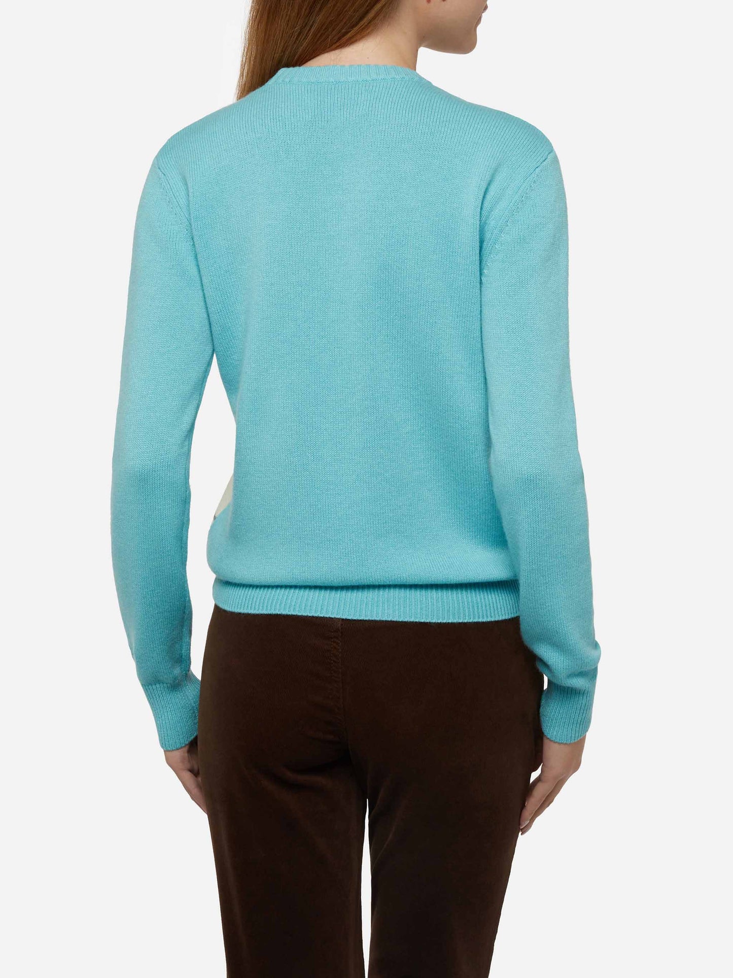 Light blue sweater New Queen with Sun Moritz postcard jacquard - MC2 Saint Barth