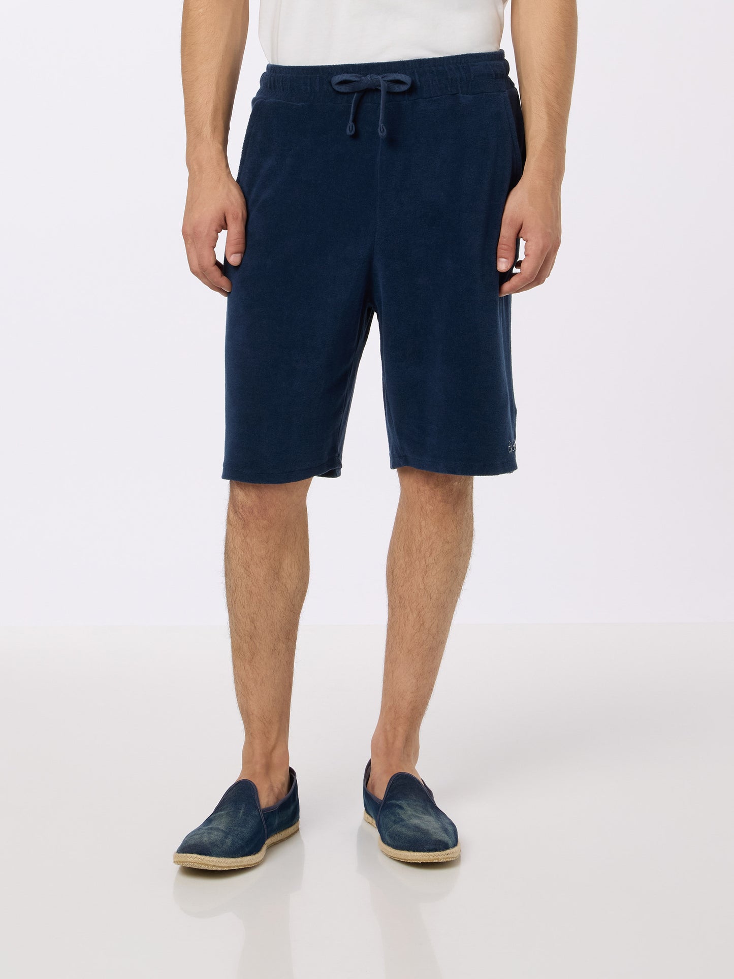 Man navy blue terry bermuda shorts Rande Sponge - MC2 Saint Barth