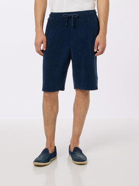 Man navy blue terry bermuda shorts Rande Sponge - MC2 Saint Barth