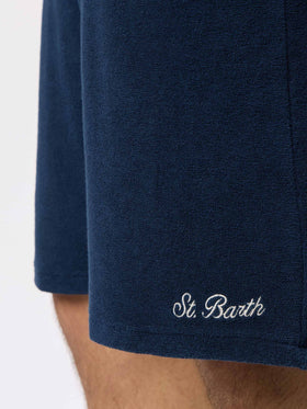 Man navy blue terry bermuda shorts Rande Sponge - MC2 Saint Barth