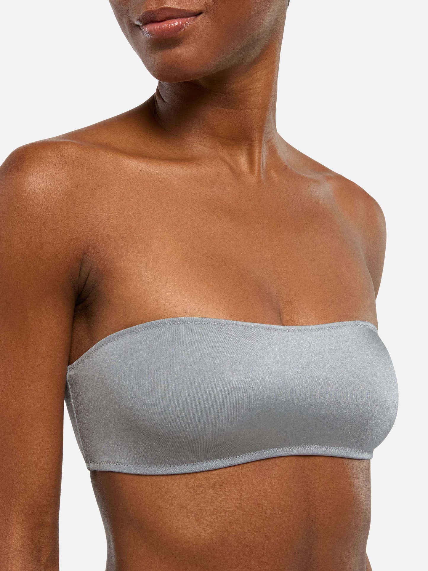 Rebby – Schimmerndes graues Bandeau-Top