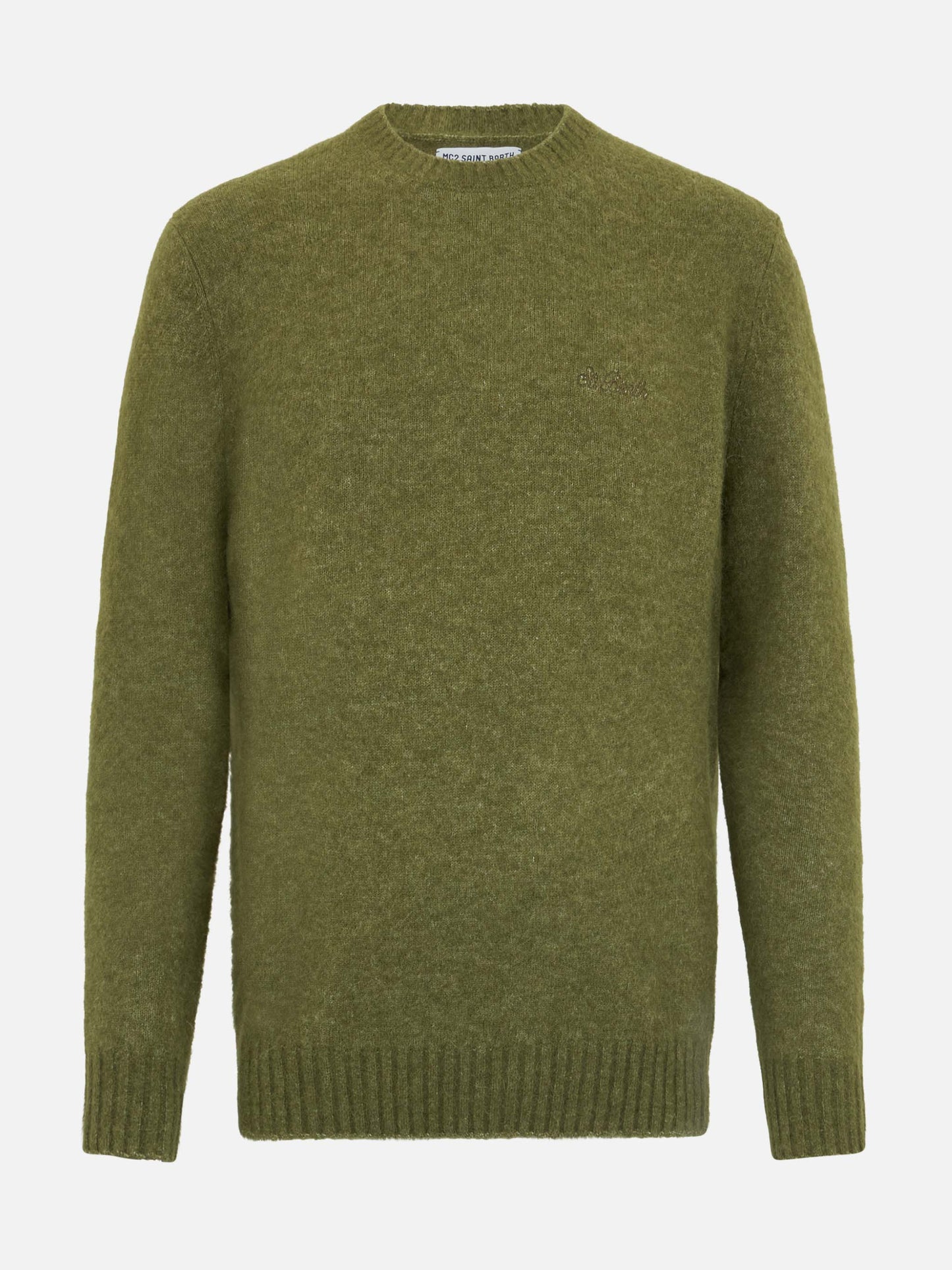 Man military green crewneck stretch sweater Regent - MC2 Saint Barth
