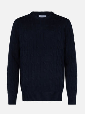 Man navy blue cashmere blend tricot sweater Regent - MC2 Saint Barth