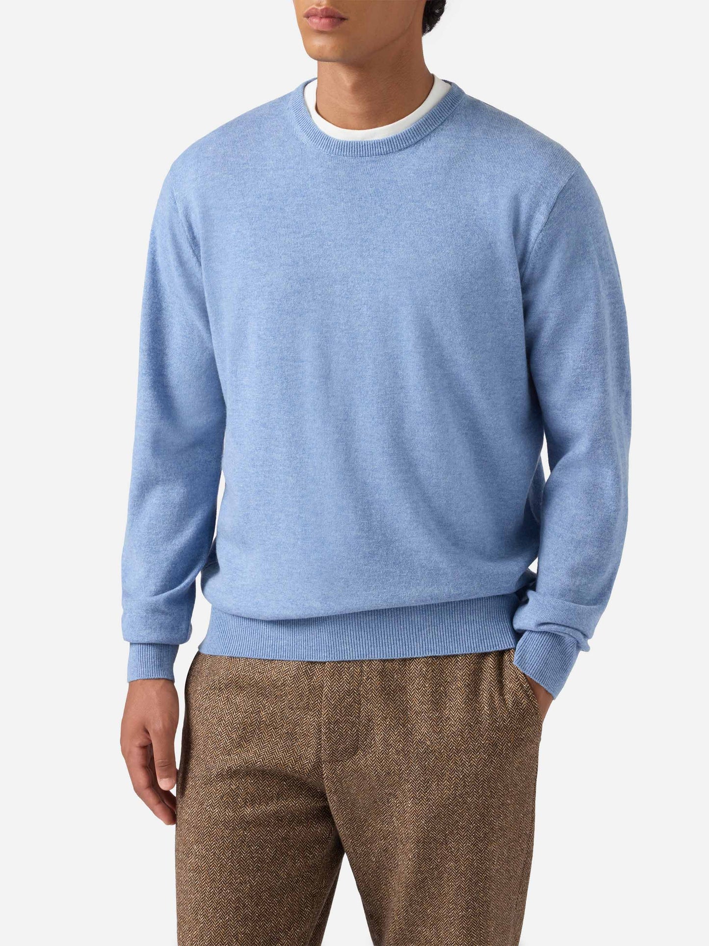 Maglione Regent in lana e cashmere azzurro polvere