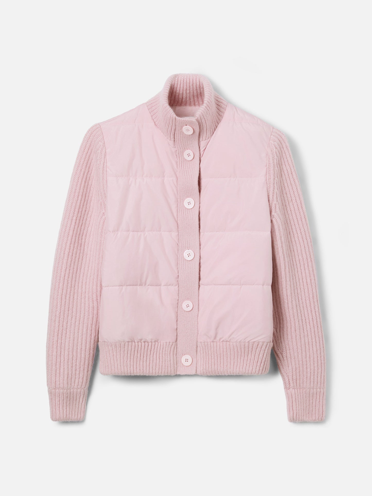 Woman padded jacket with knitted sleeves