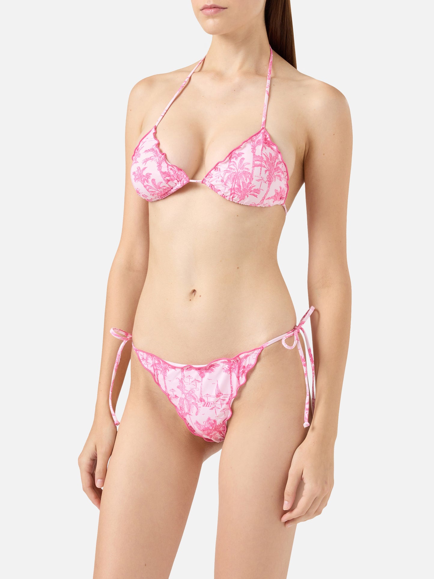 Sagittarius Miami classic triangle bikini with Toile de Jouy print