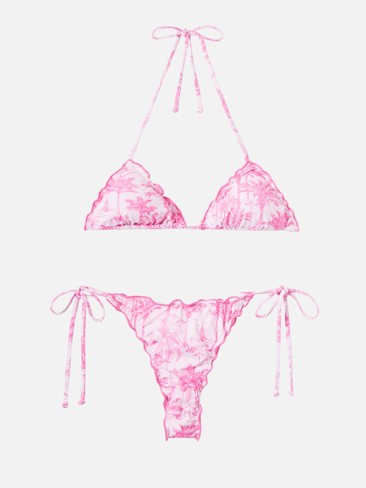 Sagittarius Miami classic triangle bikini with Toile de Jouy print