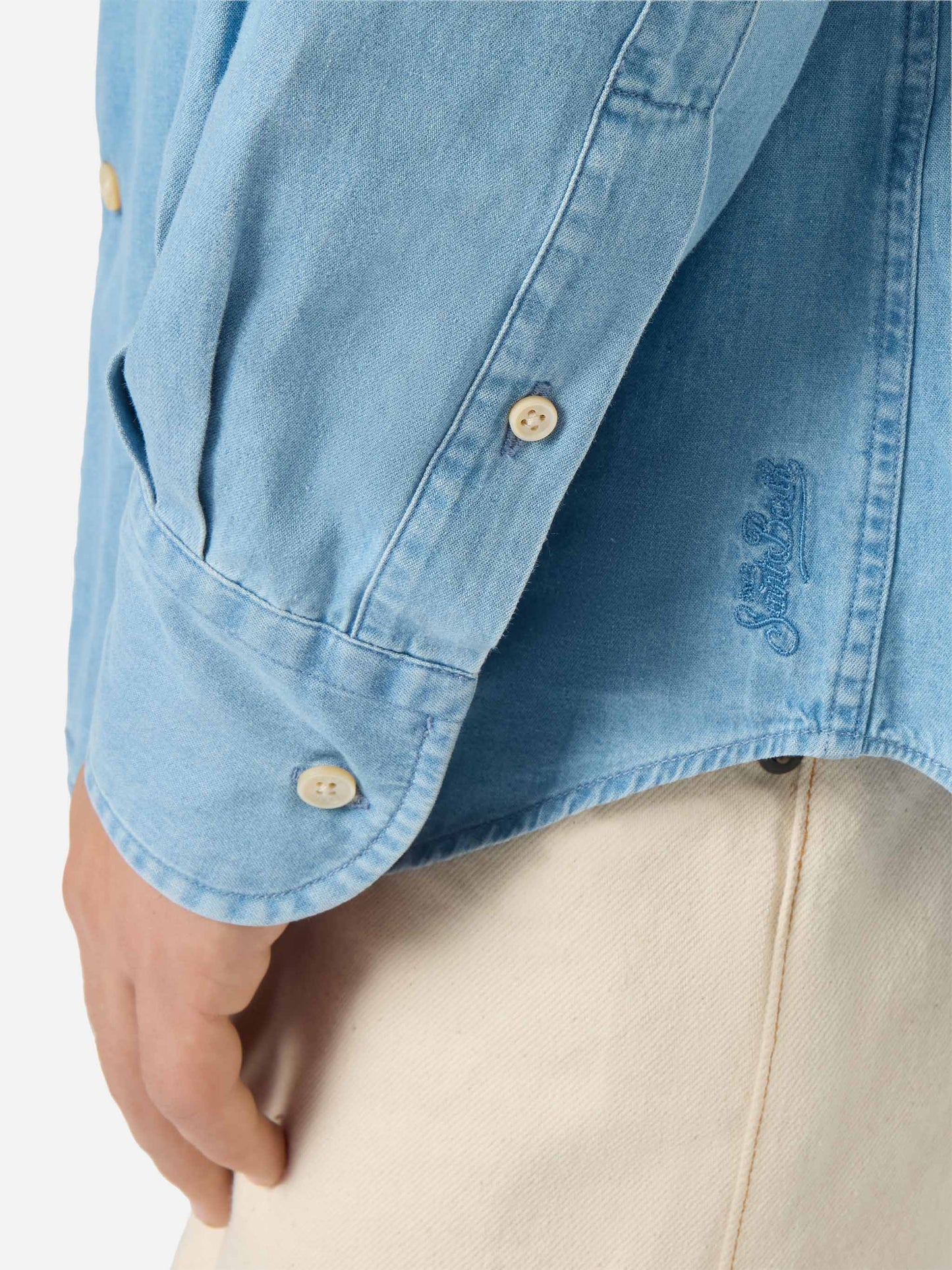 Camicia Seefeld in chambray con collo classico