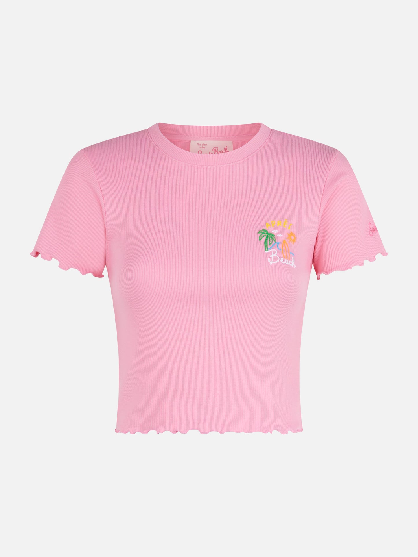 Woman ribbed t-shirt with Après Beach embroidery - MC2 Saint Barth