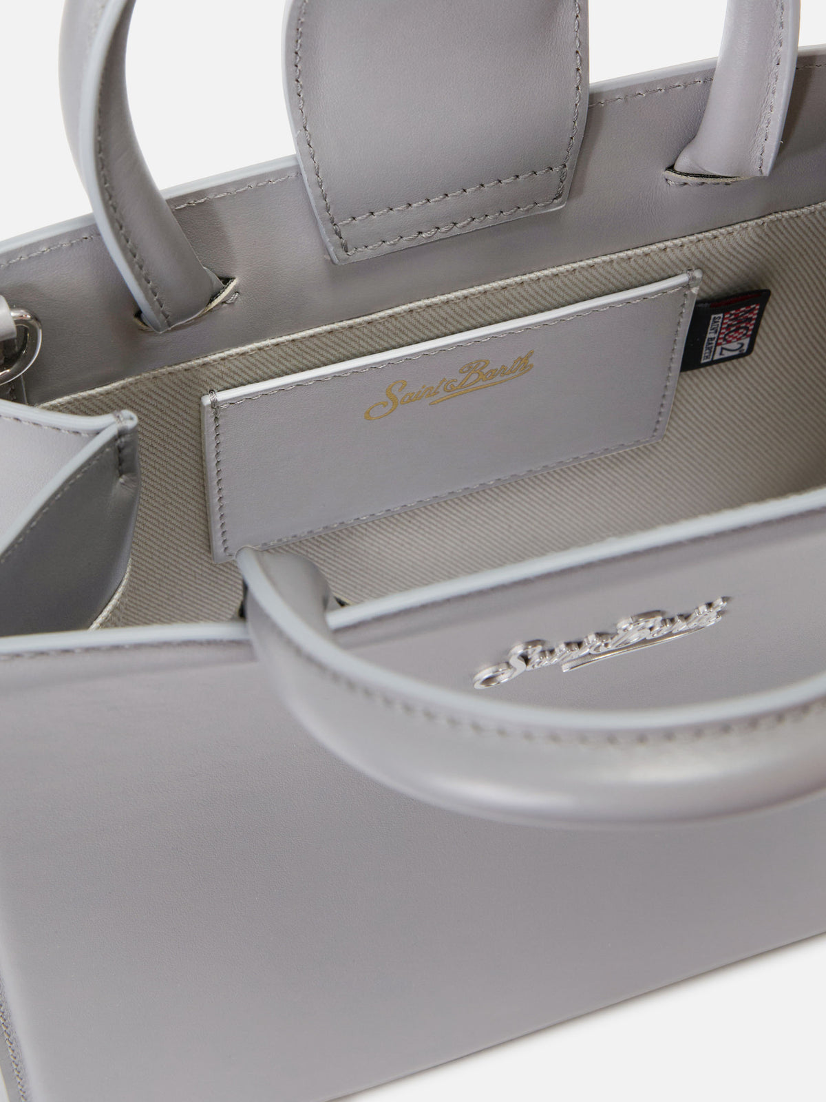 Borsa a mano Shop Bag Midi grigia in pelle