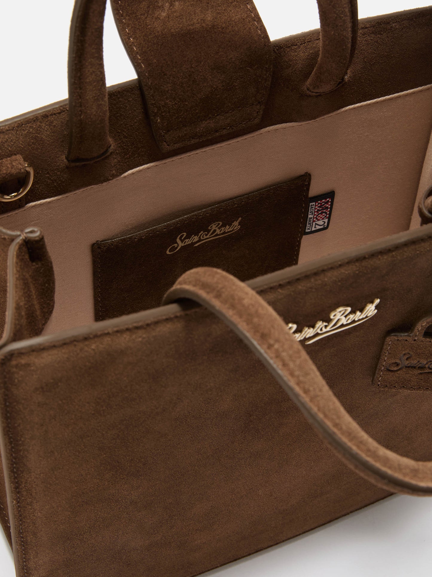 Shop Bag Midi Handtasche aus braunem Wildleder