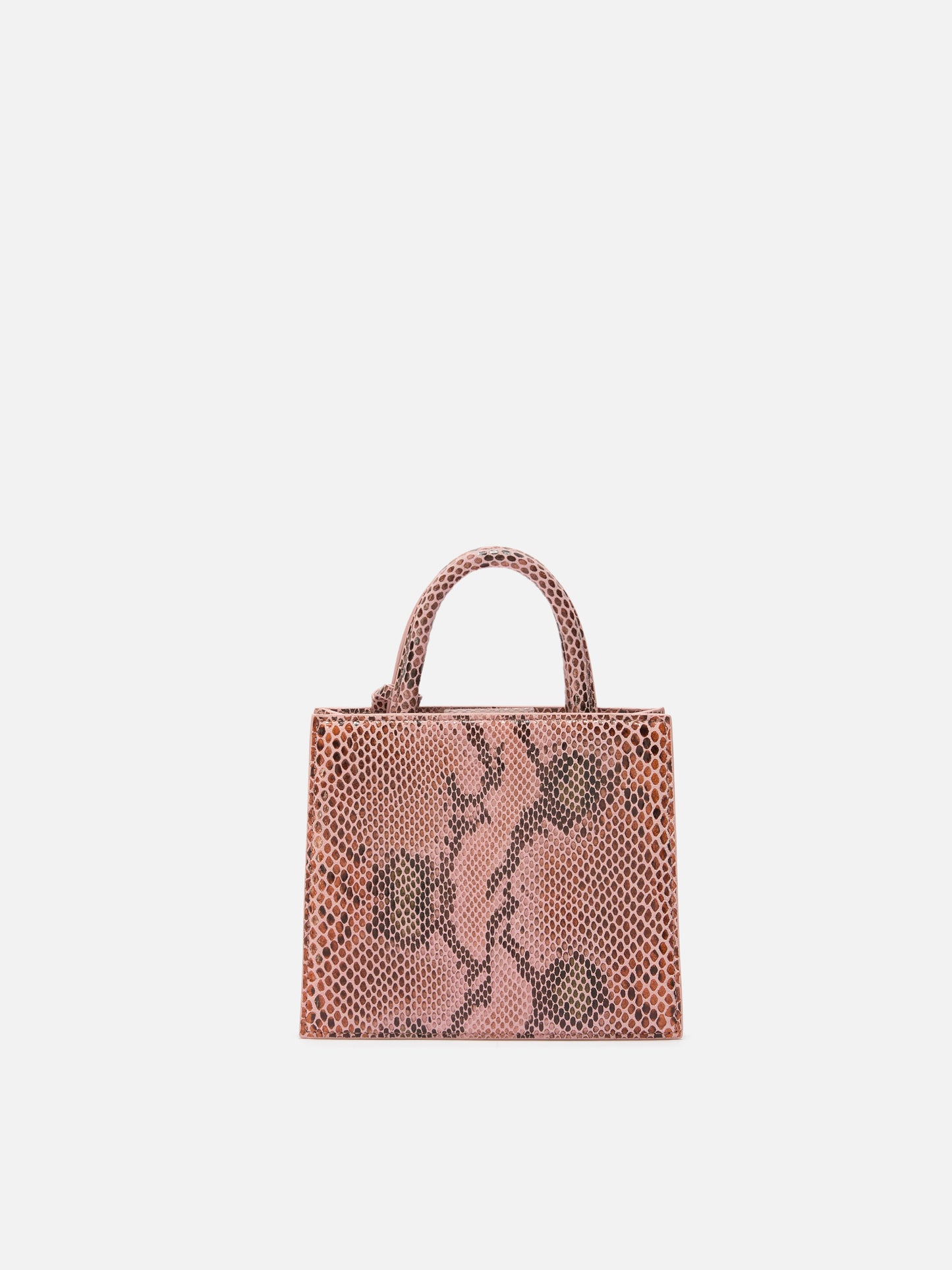 Borsa a mano Shop Bag Mini in pelle stampa pitonata rosa