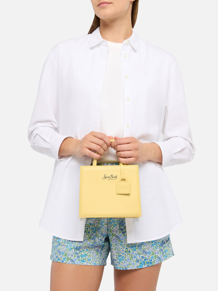 Shop Bag Mini in pelle giallo burro