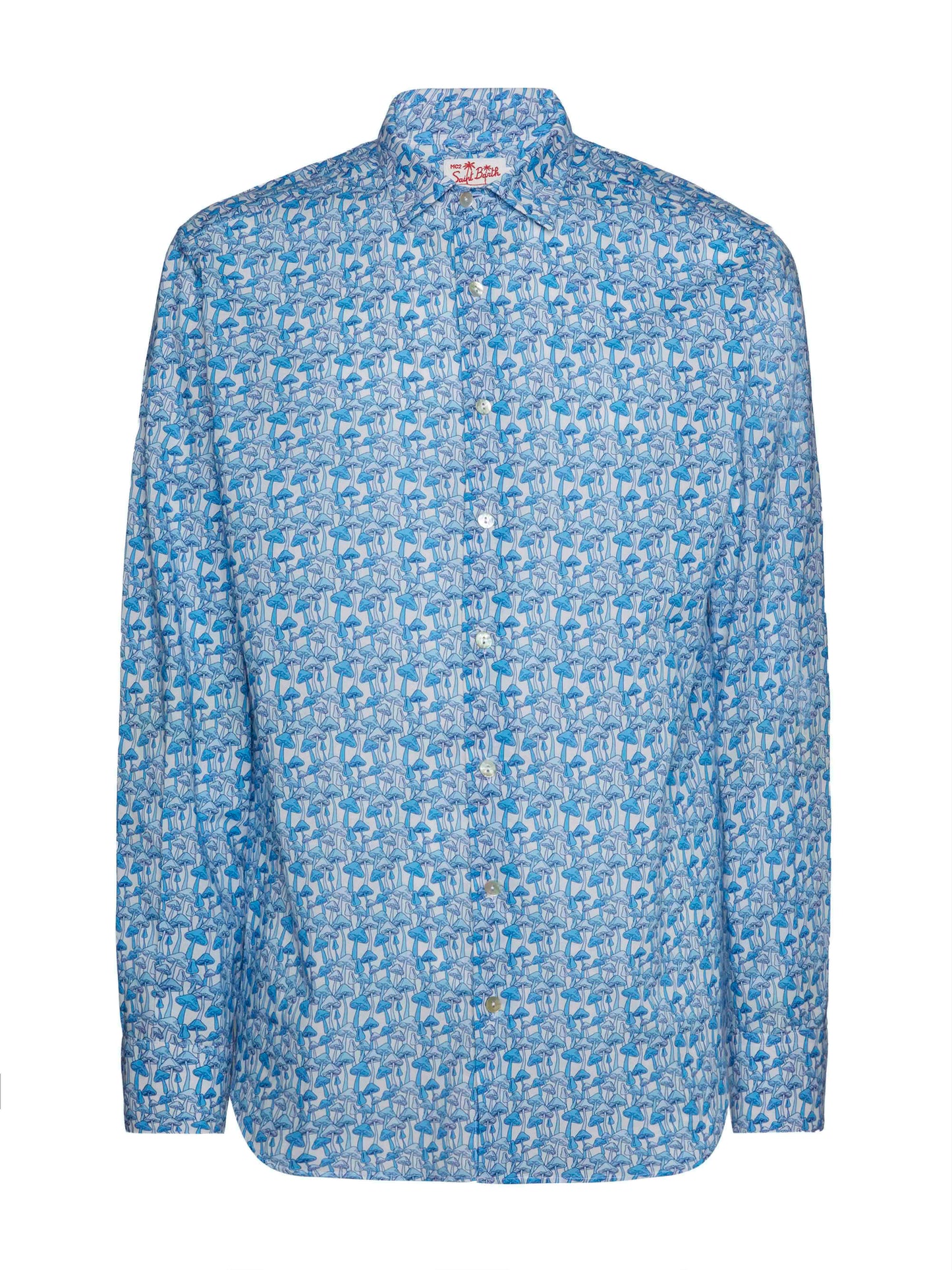 Man muslin cotton shirt Sikelia with mushroom print - MC2 Saint Barth