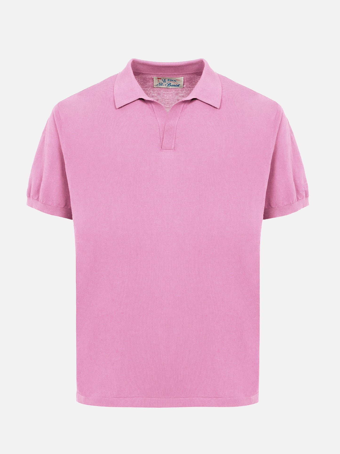 Polo Sloan in maglia rosa bubble senza bottoni