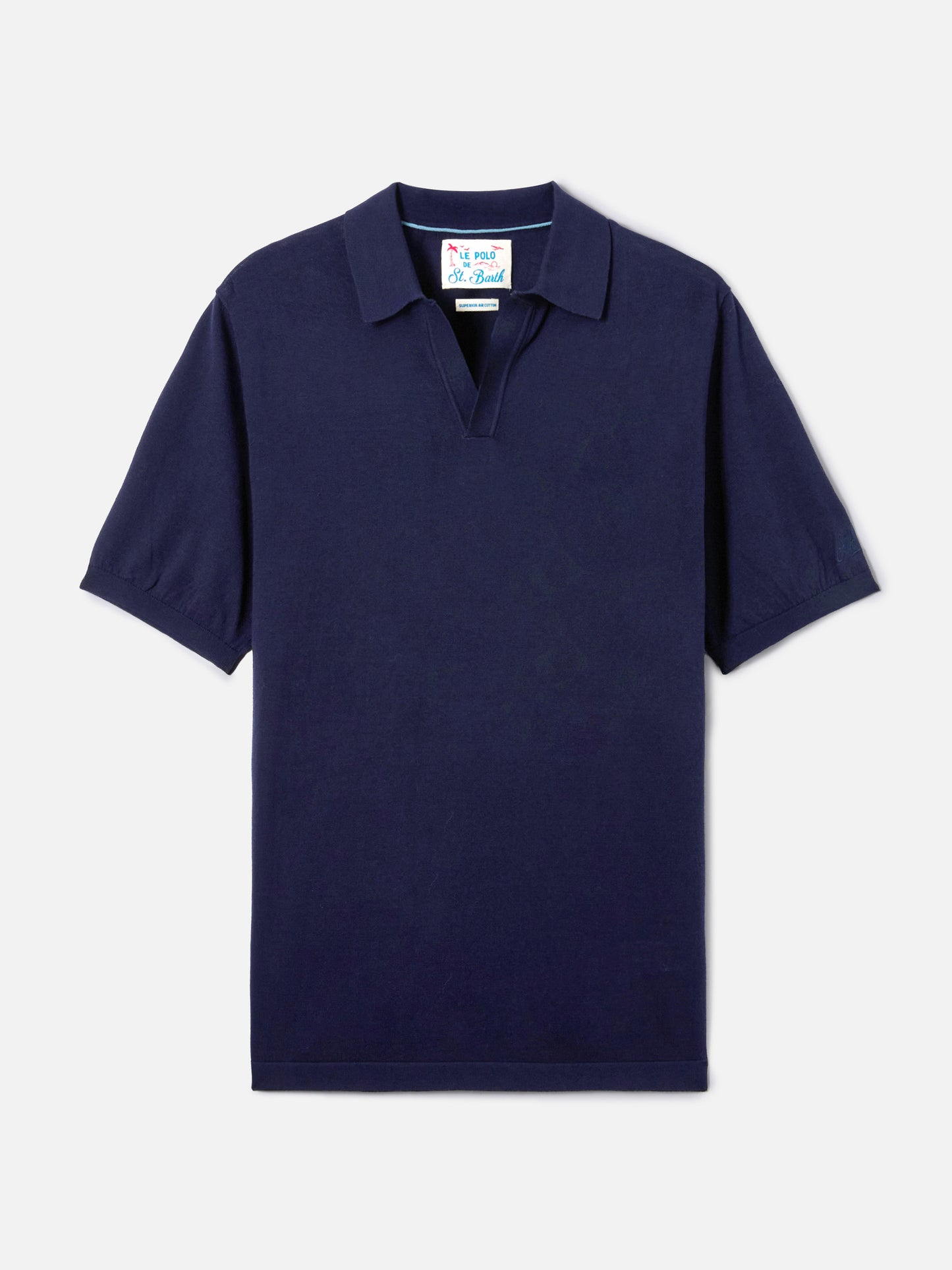 Polo Sloan in cotone pregiato high twist tinta unita blu navy