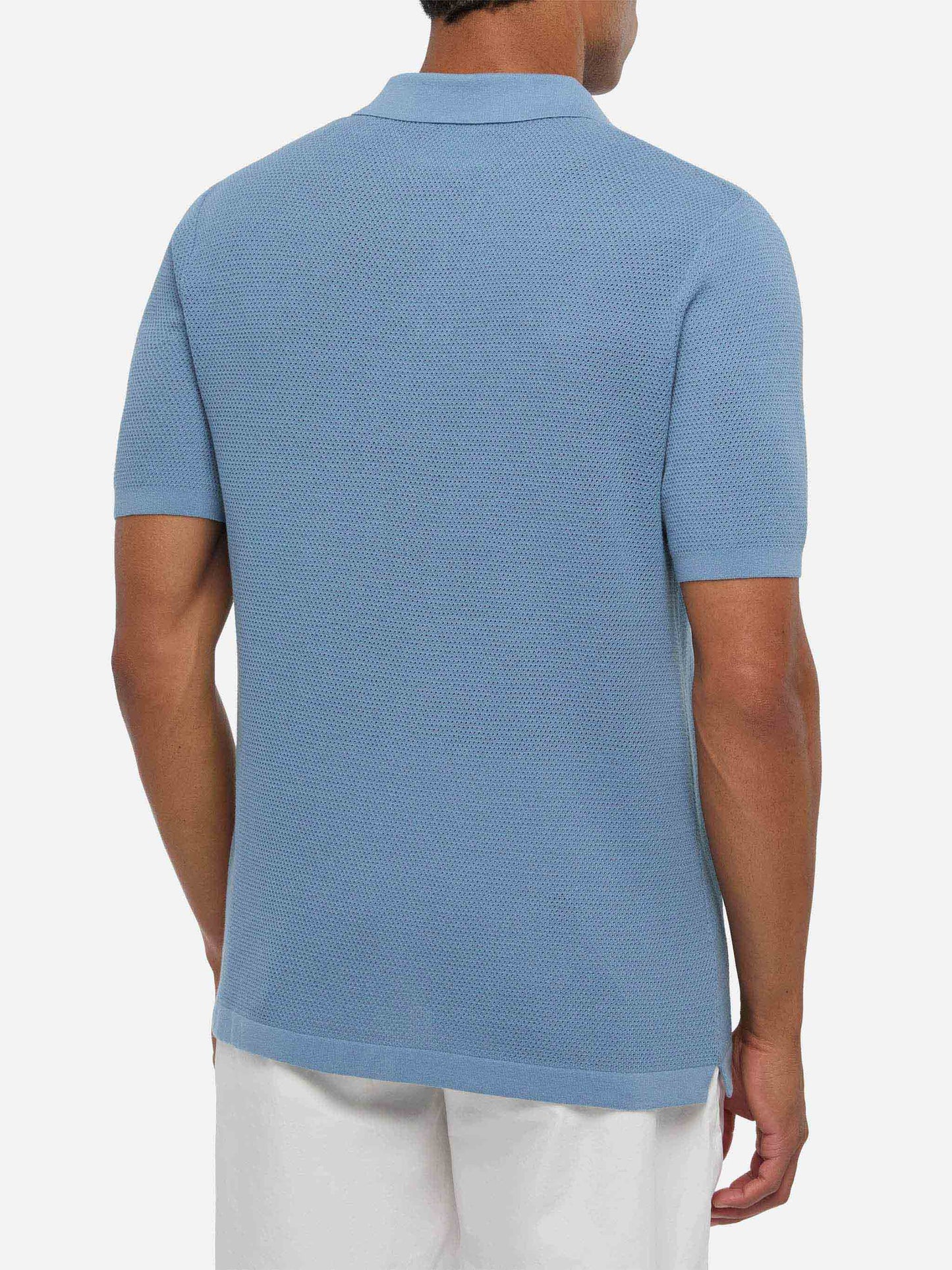 Polo Sloan senza bottoni in maglia a rete azzurro polvere