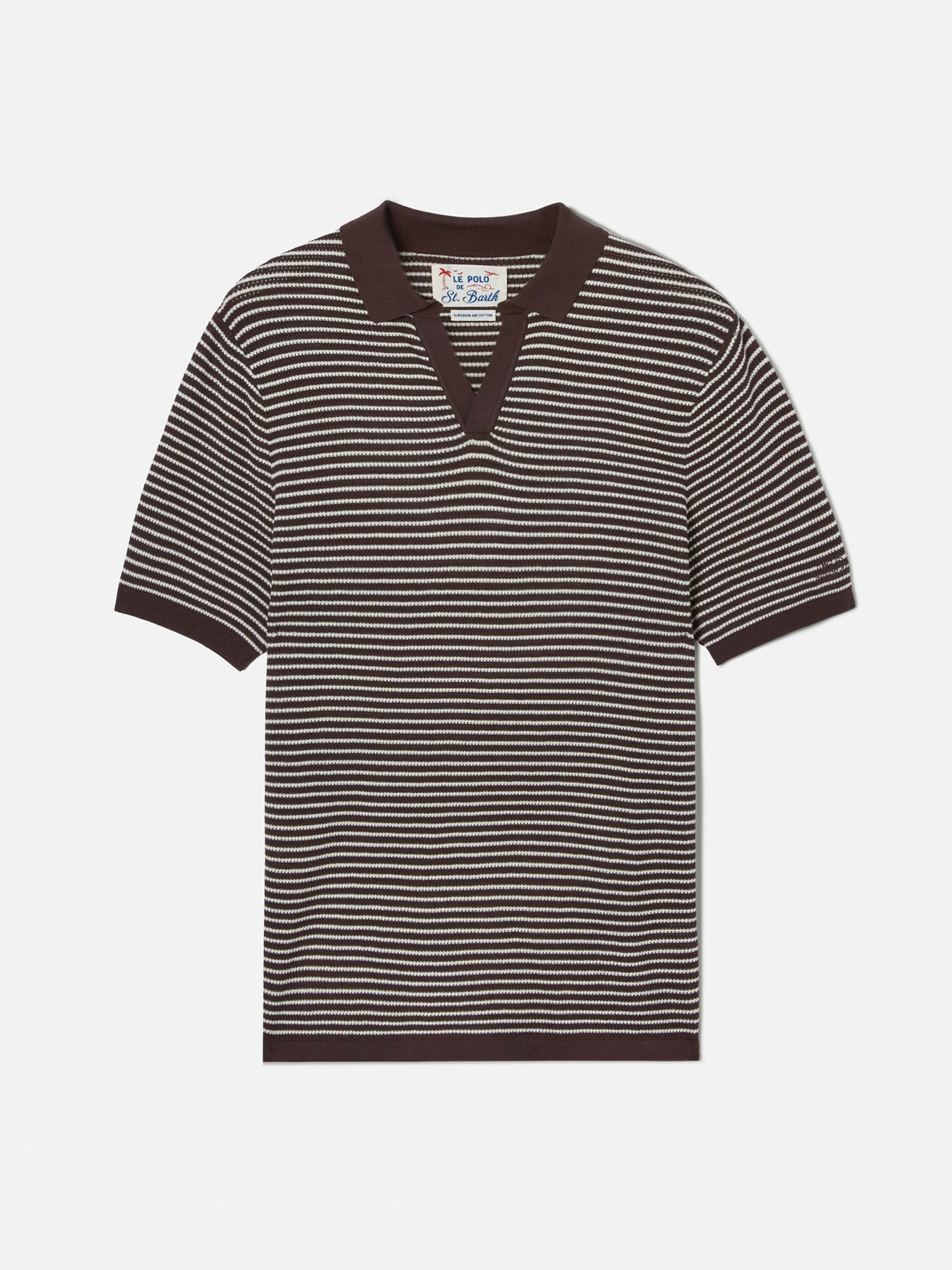 Polo Sloan in cotone pregiato high twist a righe marroni