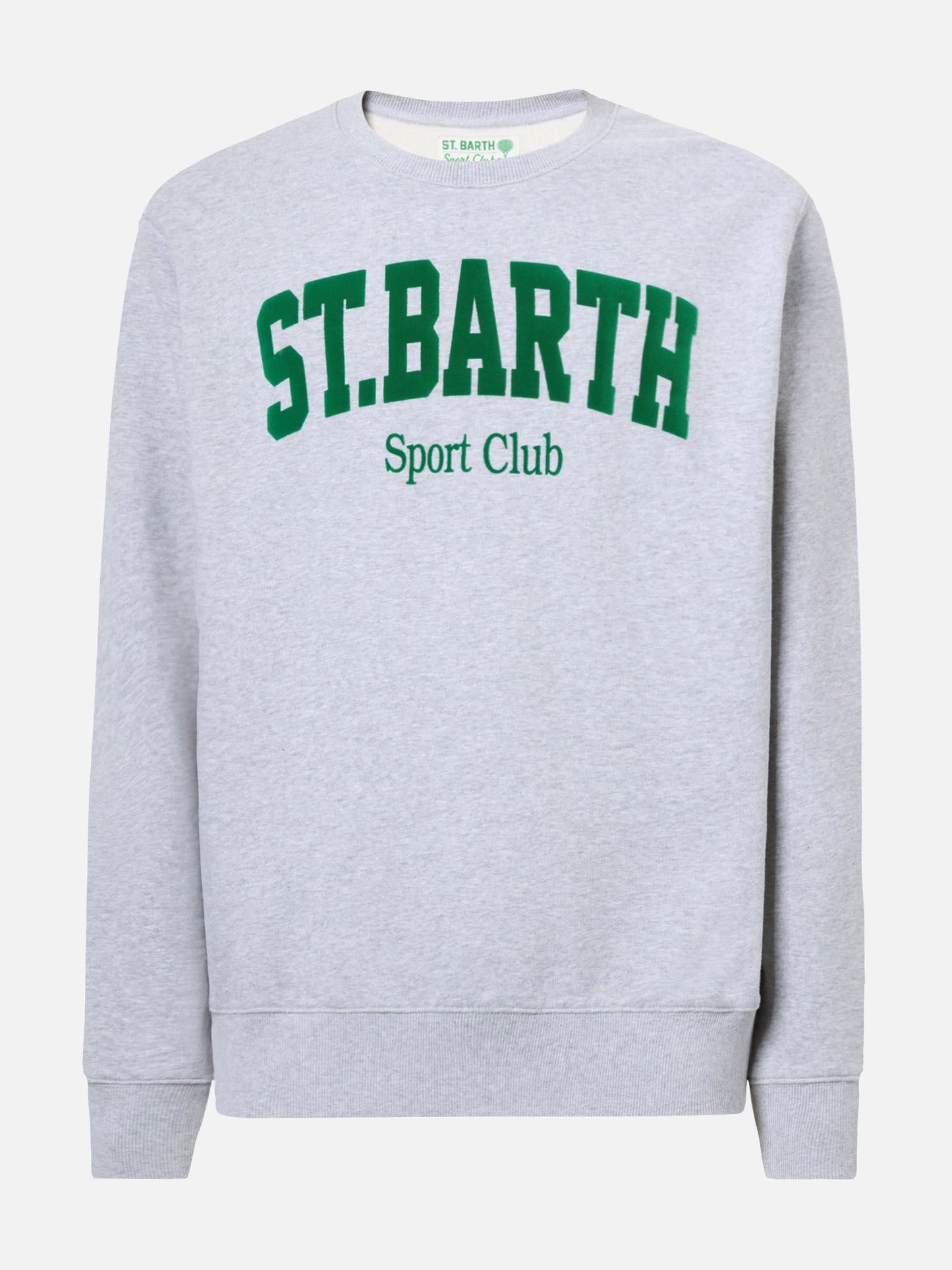 Soho Baumwoll-Sweatshirt in Graumeliert mit Flockdruck des St. Barth Sport Clubs