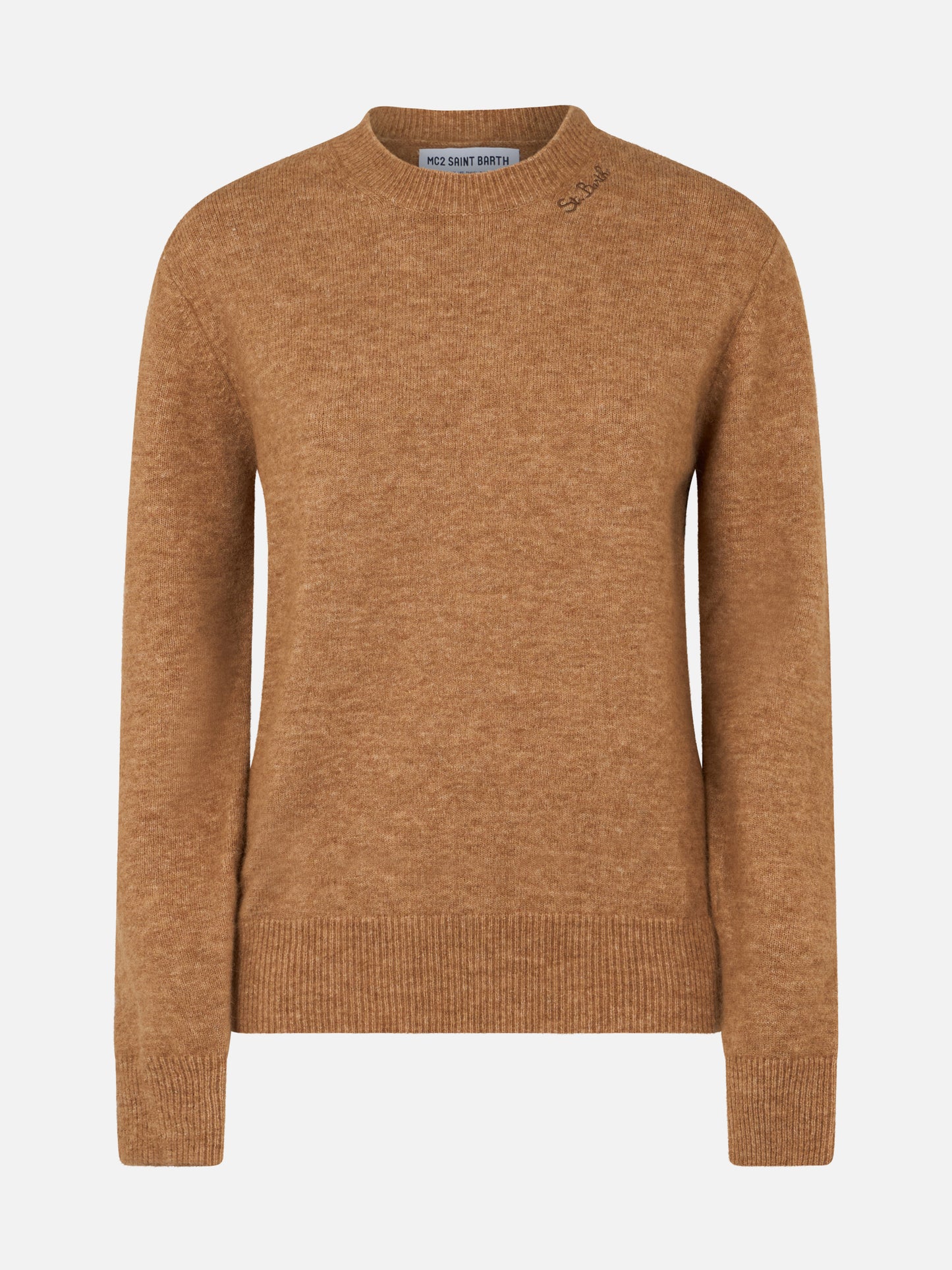 Woman stretch yarn camel sweater Sorbonne - MC2 Saint Barth