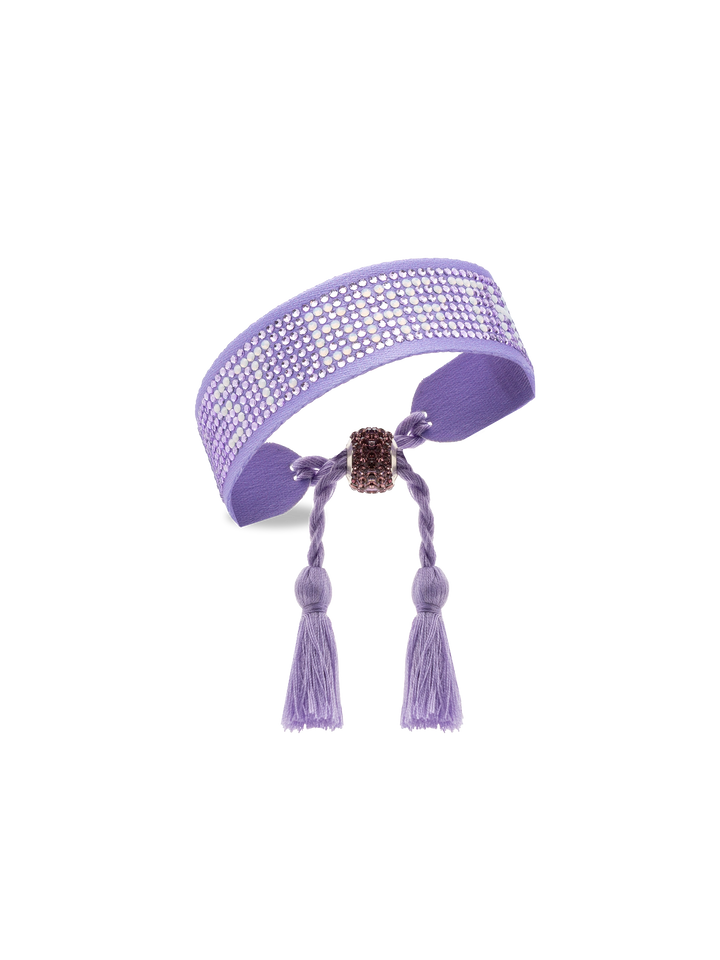 Lilac rhinestones bracelet with St. Barth lettering - MC2 Saint Barth