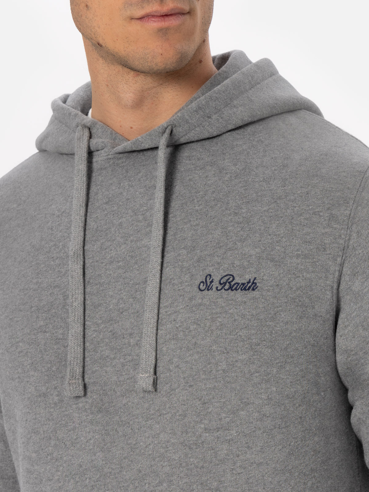 Man mélange grey sweatshirt Tribeca with St. Barth embroidery - MC2 Saint Barth