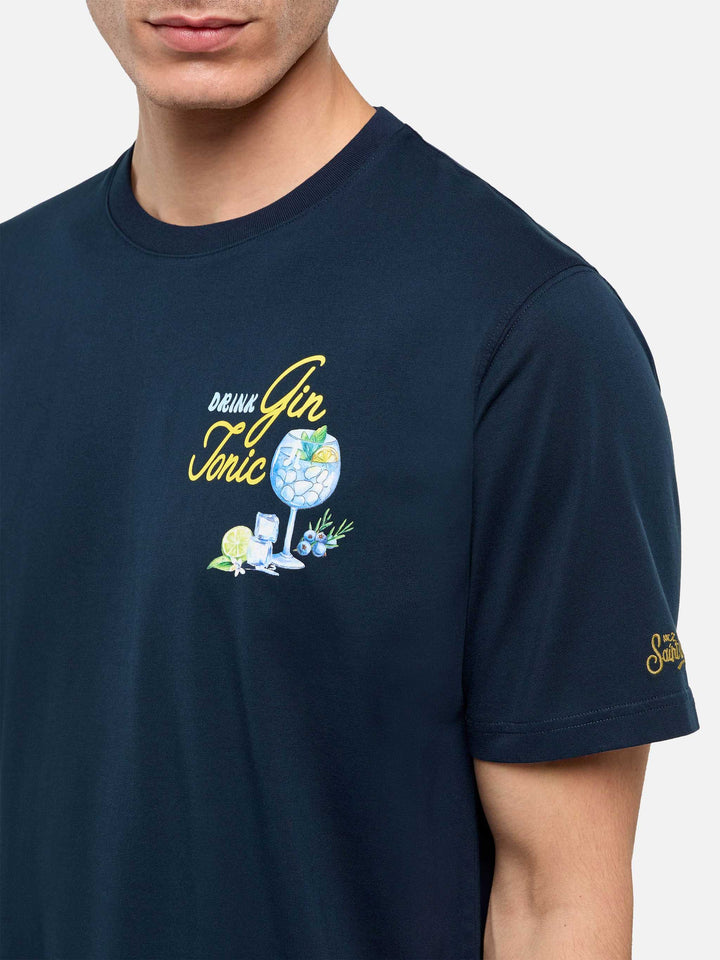 T-shirt Man in cotone con piccola stampa Gin Tonic