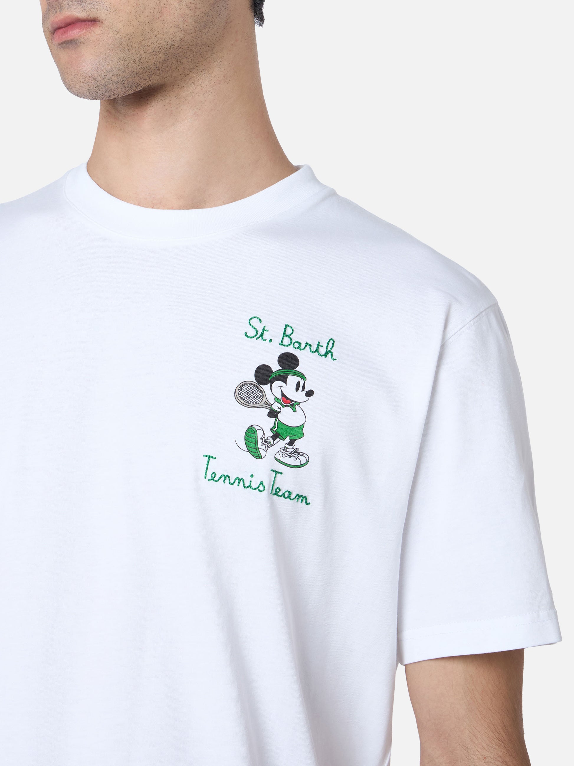 Man cotton t-shirt with Mickey Mouse print and embroidery | DISNEY SPECIAL EDITION - MC2 Saint Barth