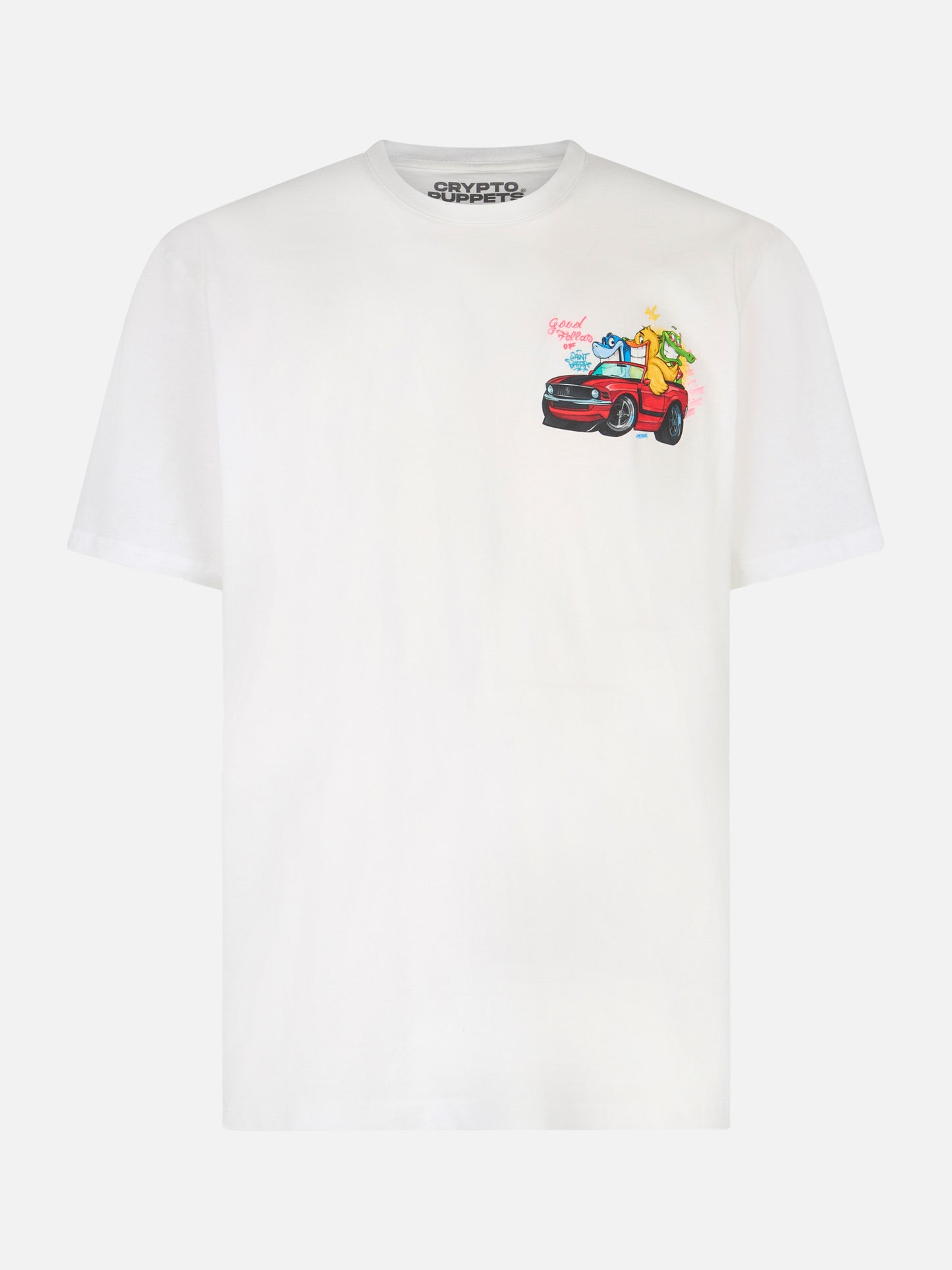 Man cotton t-shirt with Cryptopuppets Good Fellas placed print | CRYPTOPUPPETS SPECIAL EDITION - MC2 Saint Barth