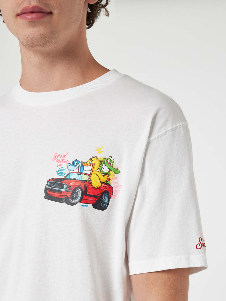 Man cotton t-shirt with Cryptopuppets Good Fellas placed print | CRYPTOPUPPETS SPECIAL EDITION - MC2 Saint Barth