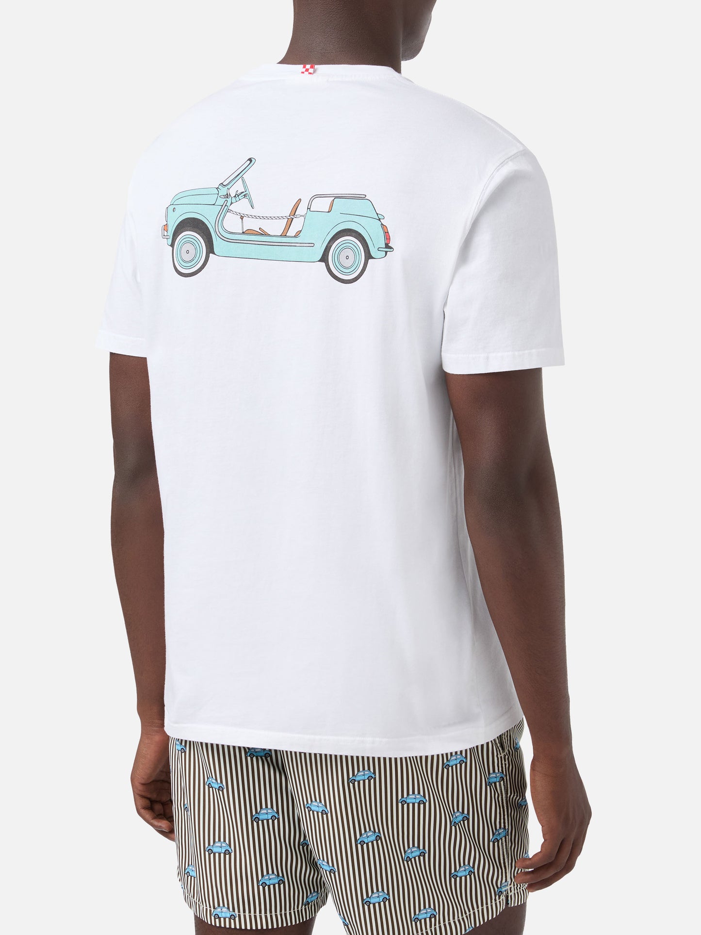 Camiseta Fiat 500 Spiaggina con estampado delantero y trasero en blanco | Edición Especial