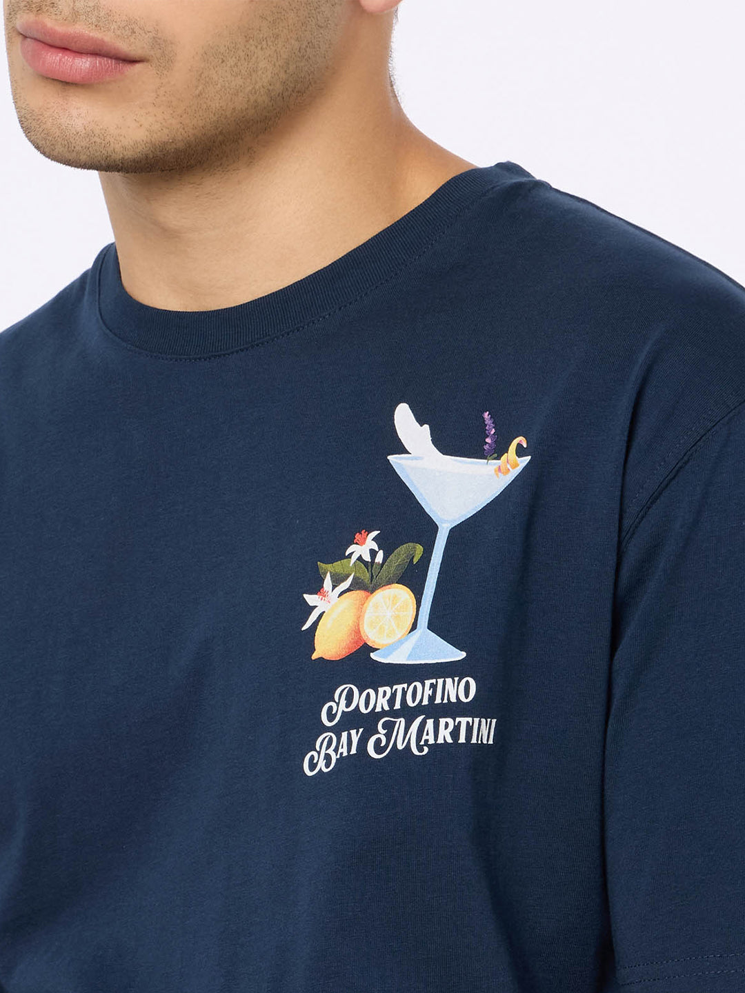 Man cotton t-shirt with Portofino Bay Martini placed print | PORTOFINO DRY GIN SPECIAL EDITION - MC2 Saint Barth