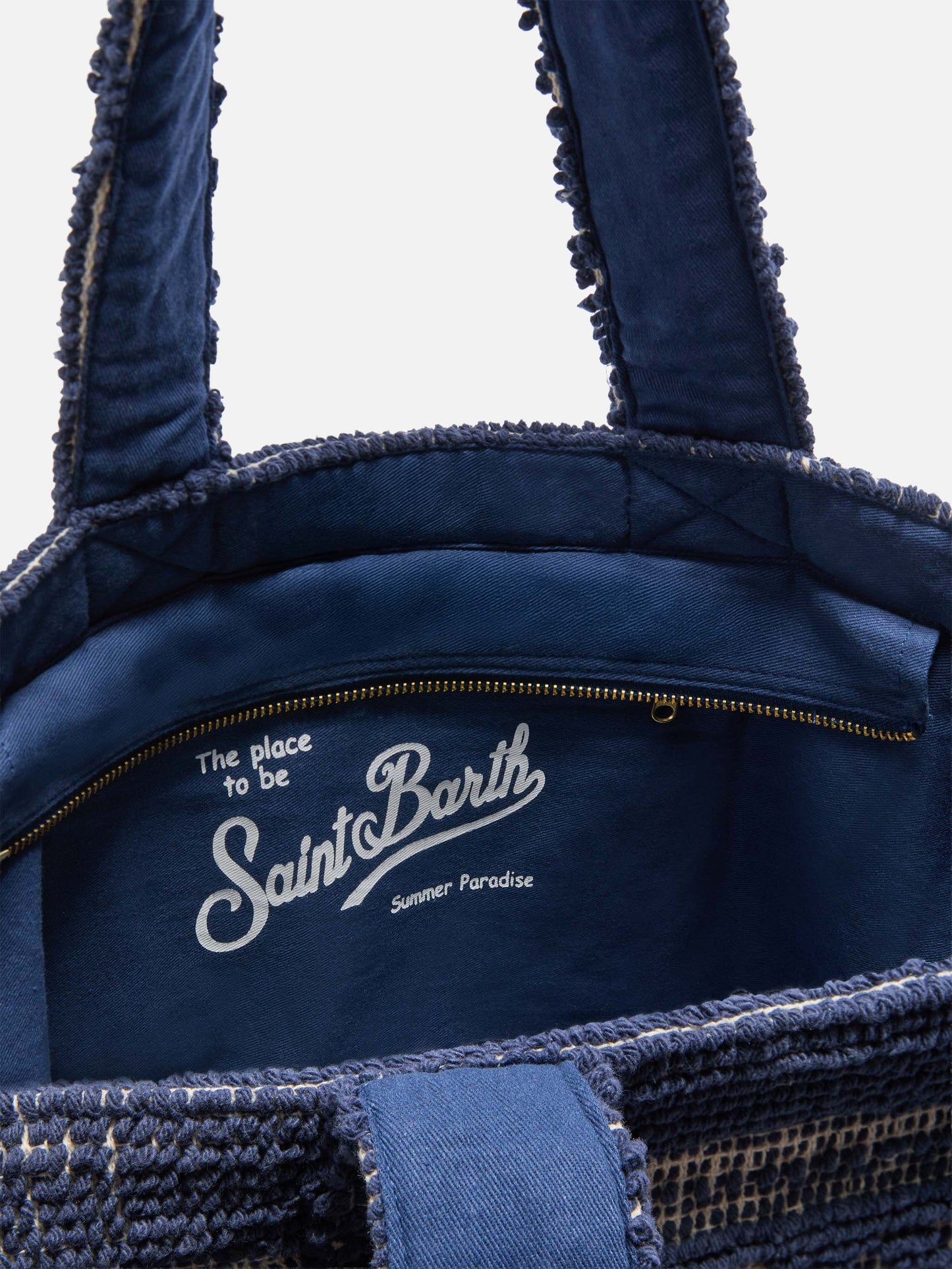 Navy blue Tufting cotton tote bag