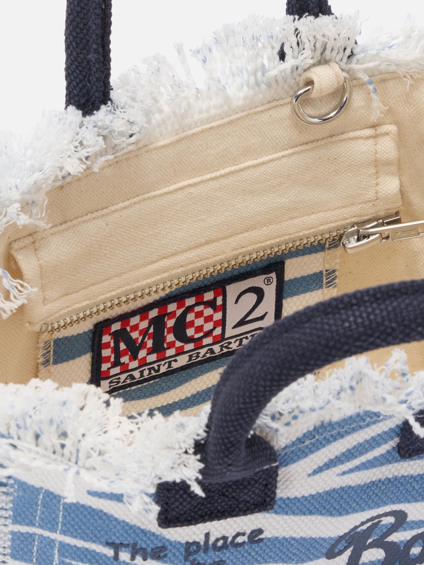 Mini sac Vanity en toile à imprimé zèbre bleu