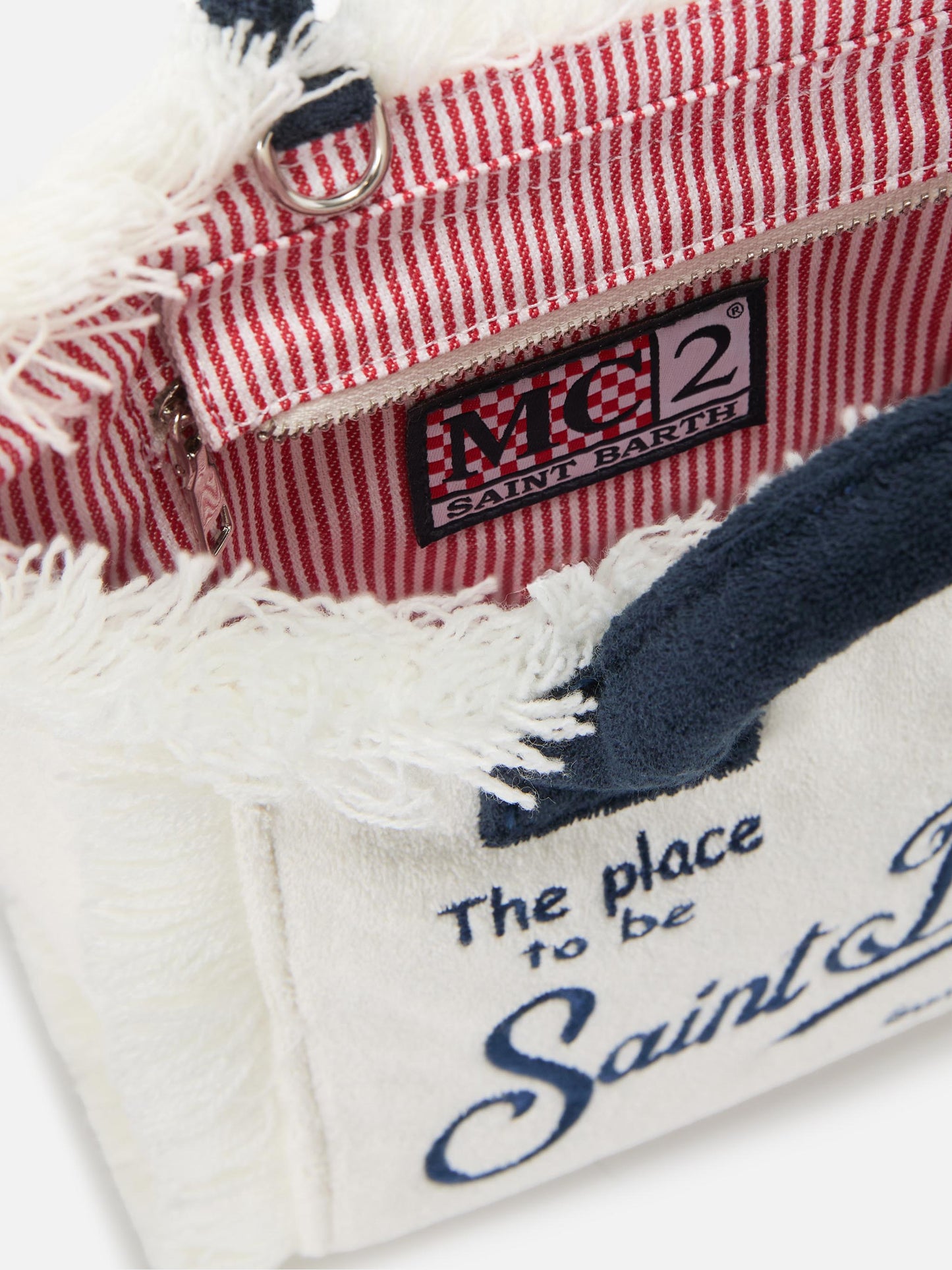 White terry effect Vanity mini bag with embroidered logo